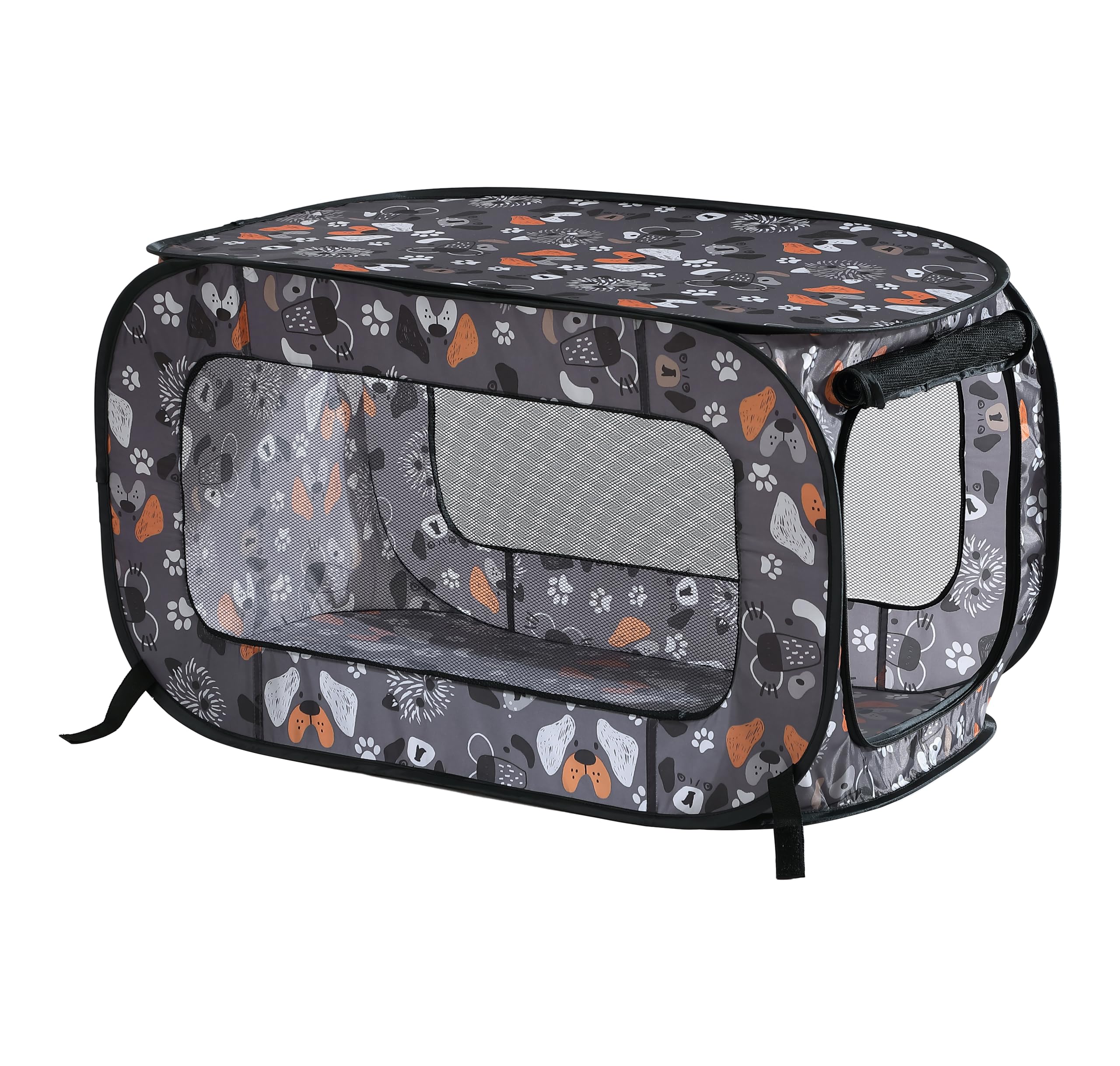 Beatrice Home Fashions Portable, Collapsible, Pop Up Kennel Travel Cat And Dog Crate, 36' L X 22' W X 22' H, Face Of Love