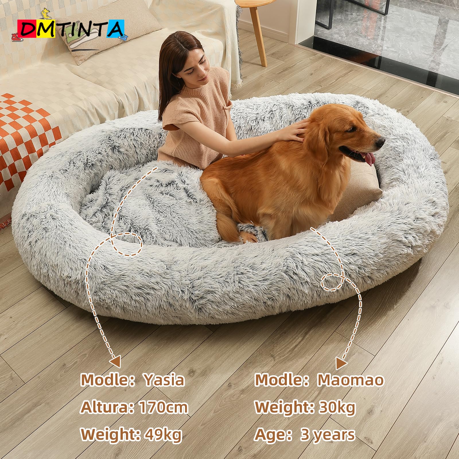 Large Dog Bed 75'' L * 50'' W * 14'' Th Dog Beds For Large Dogs Giant Dog Bed Human Size Dog Bed For People 30D Sponge Bean Bag