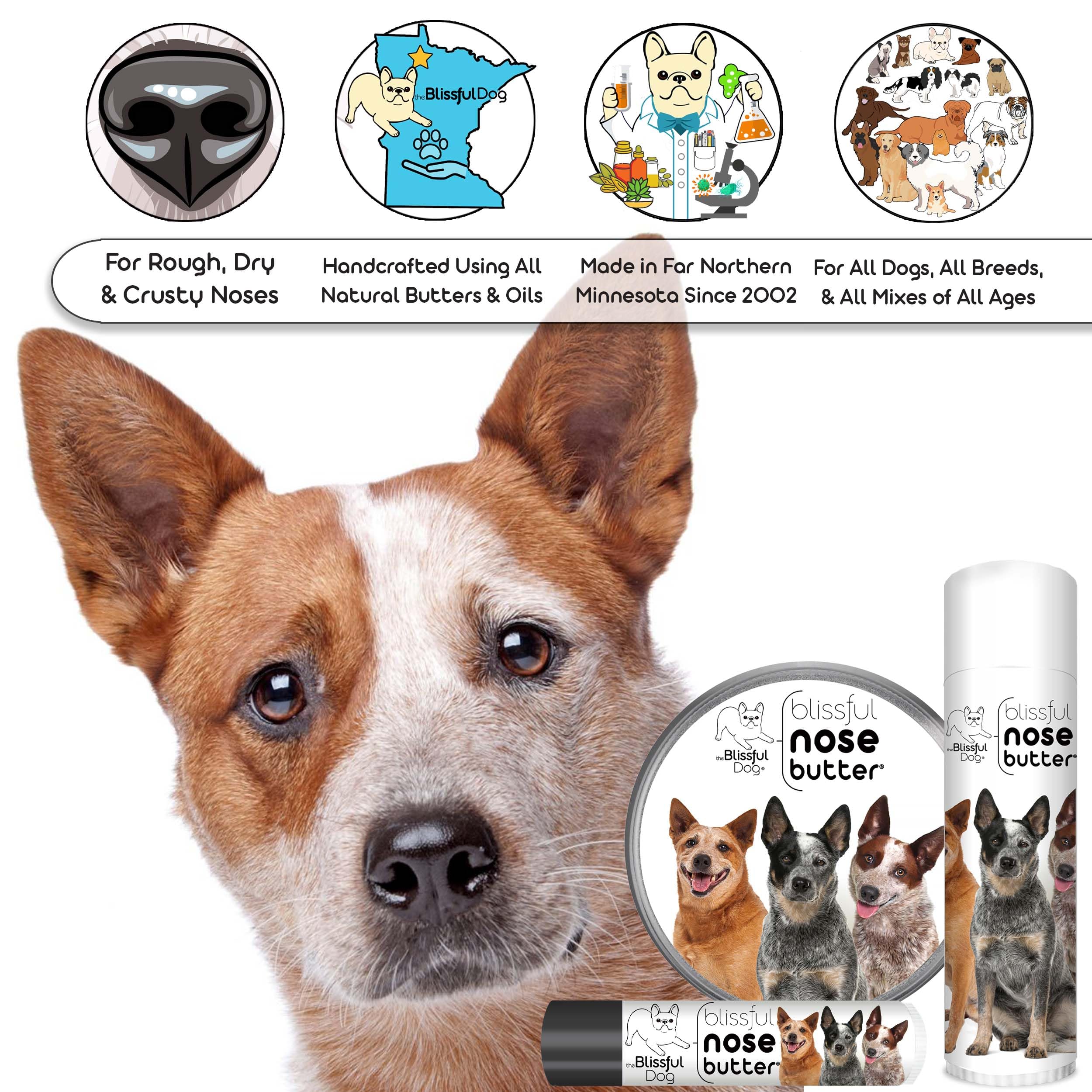 The Blissful Dog Australian Cattle Dog Unscented Nose Butter - Dog Nose Butter, 0.50 Ounce
