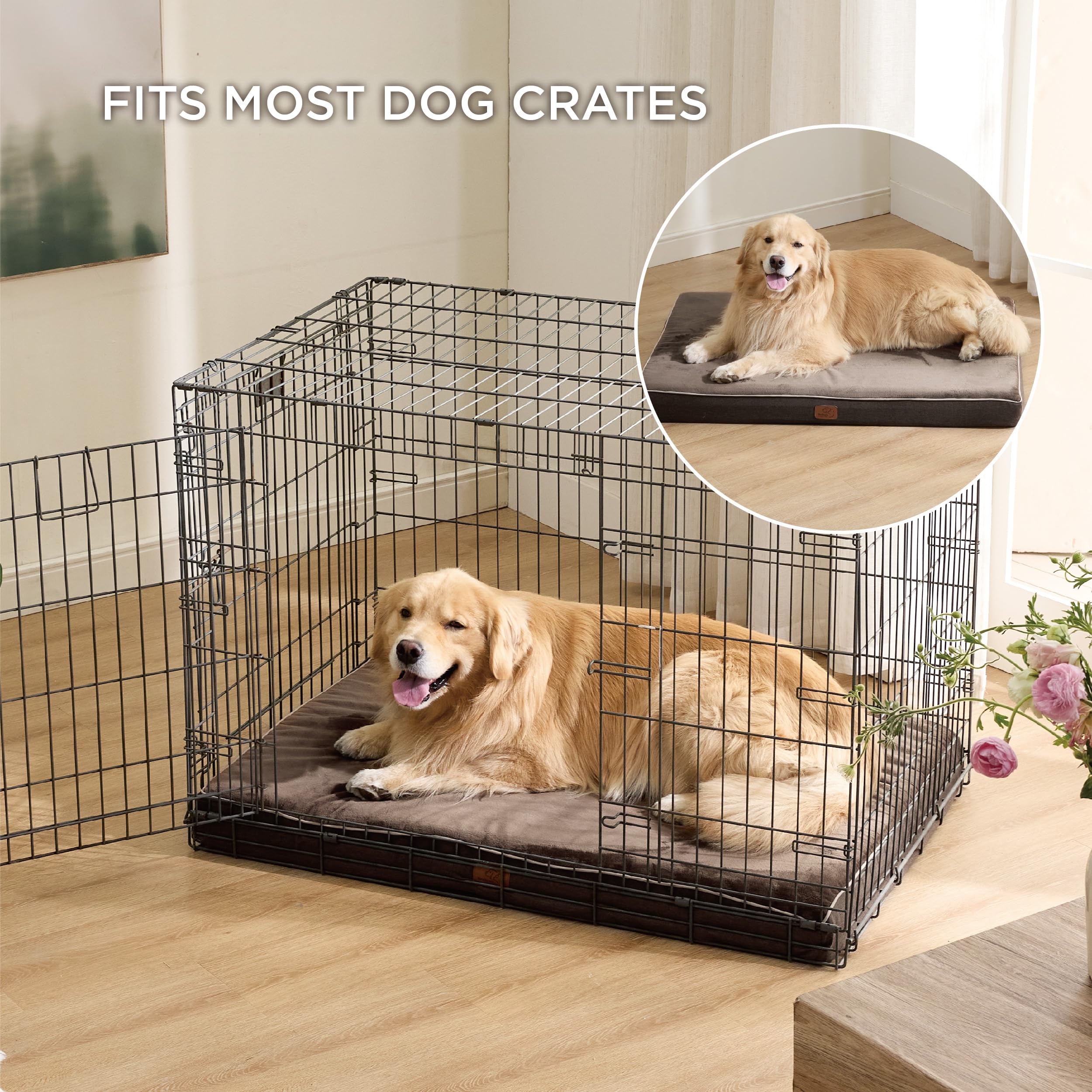 Bedsure Memory Foam Dog Crate Bed For Extra Large Dogs - Xl Orthopedic Waterproof Pet Beds With Removable Washable Water-Resista