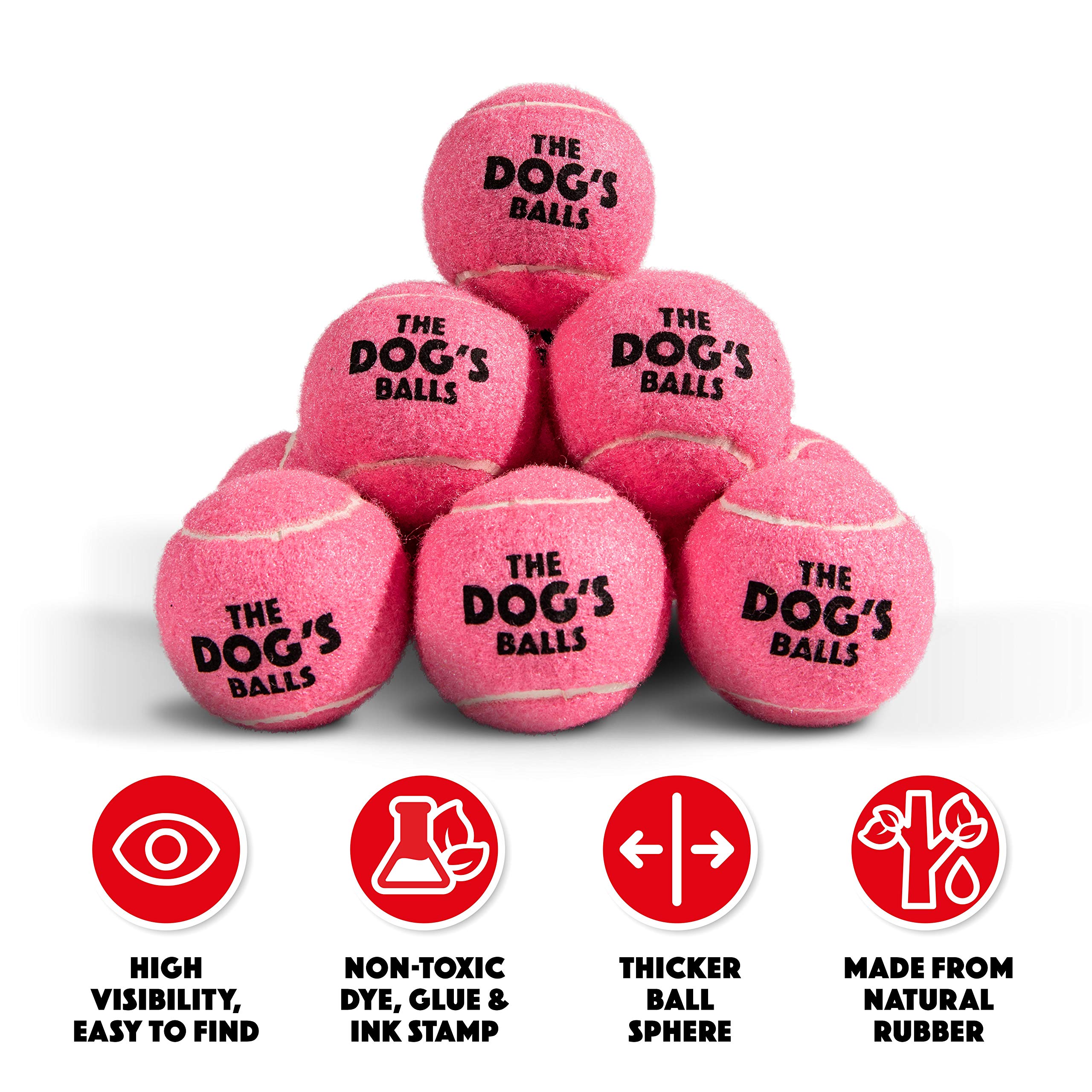The Dog'S Balls, Dog Tennis Balls, 12-Pack Pink Dog Toy, Strong Dog & Puppy Ball For Training, Play, Exercise & Fetch