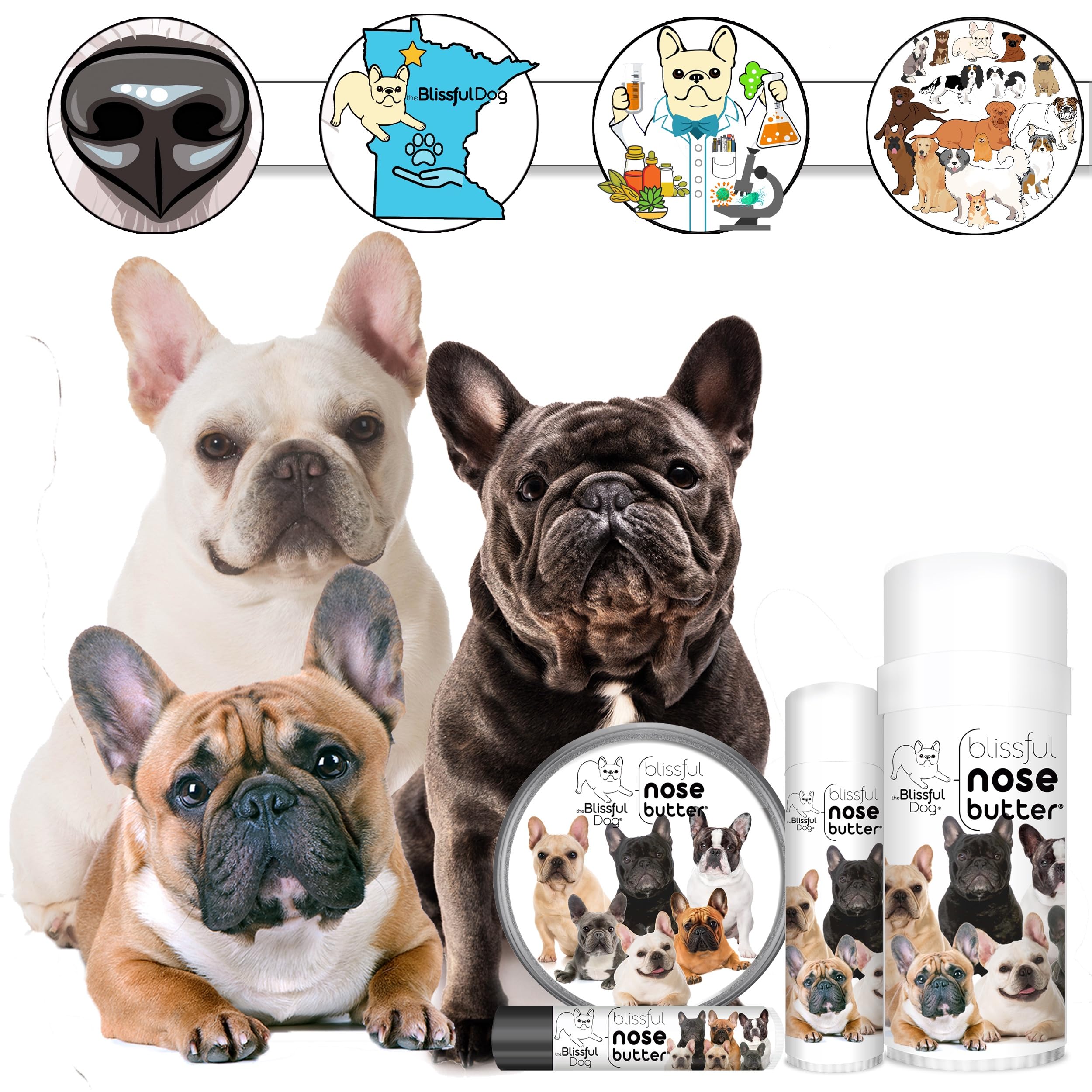 The Blissful Dog French Bulldog Nose Butter, Versatile Dog Nose Balm for Dry Nose, Handcrafted Nose Moisturizer, Easy-to-Apply D