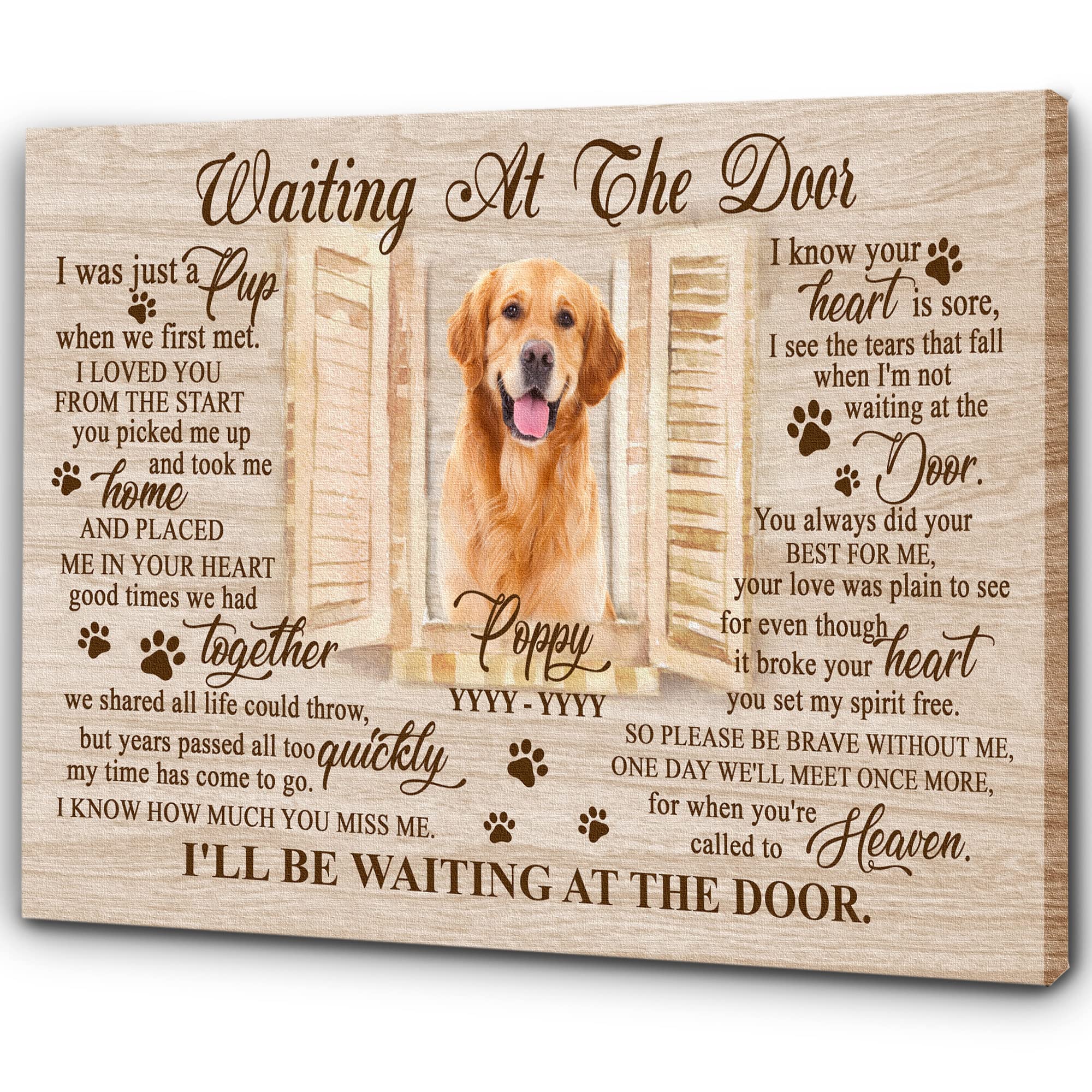 Personalized Dog Memorial Canvas Waiting At The Door Sympathy Gift For Loss Of Dog Remembrance Gift For Pet Owners Jcd784 (24X16