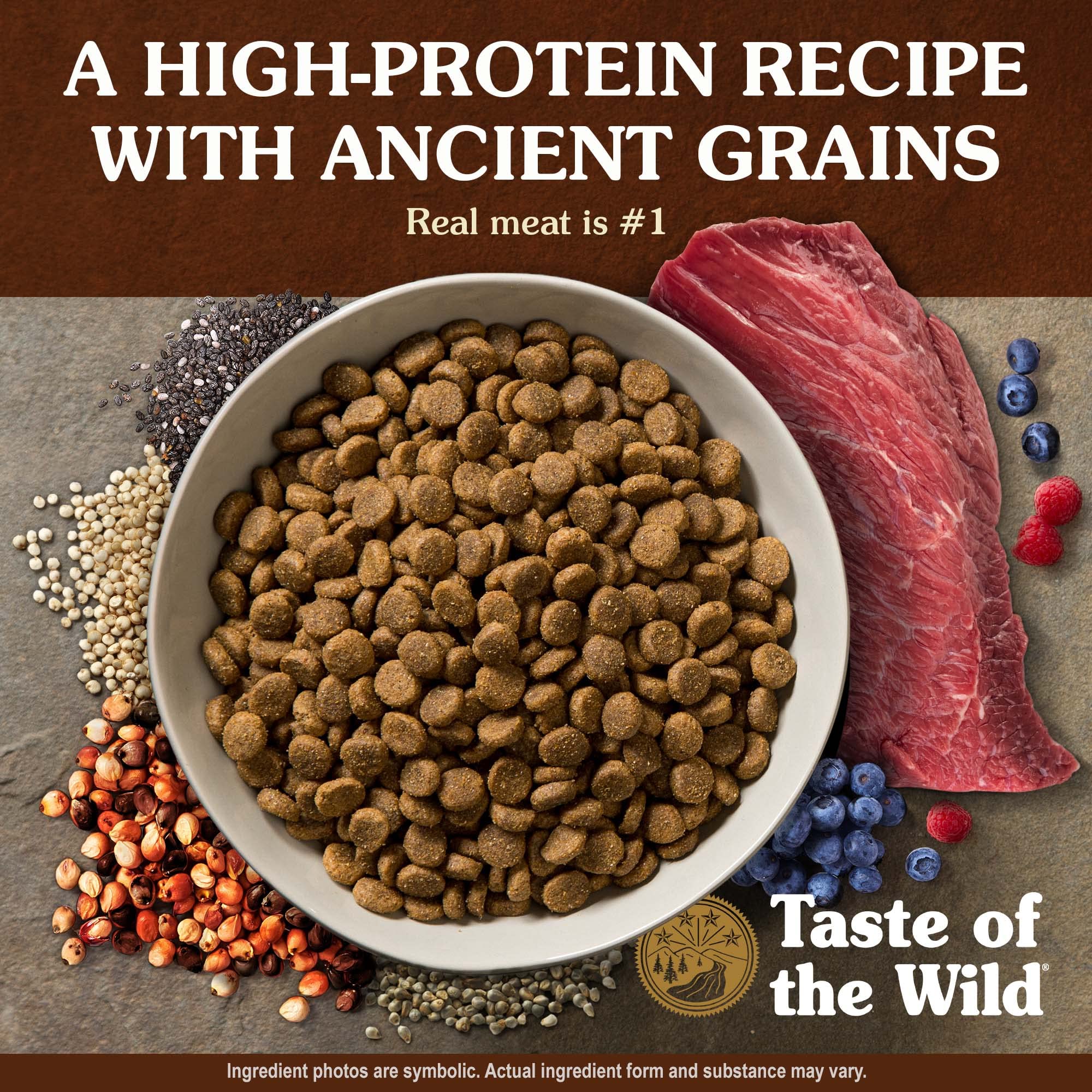 Taste of the Wild with Ancient Grains, Ancient Prairie Canine Recipe with Roasted Bison and Venison Dry Dog Food, Made with High