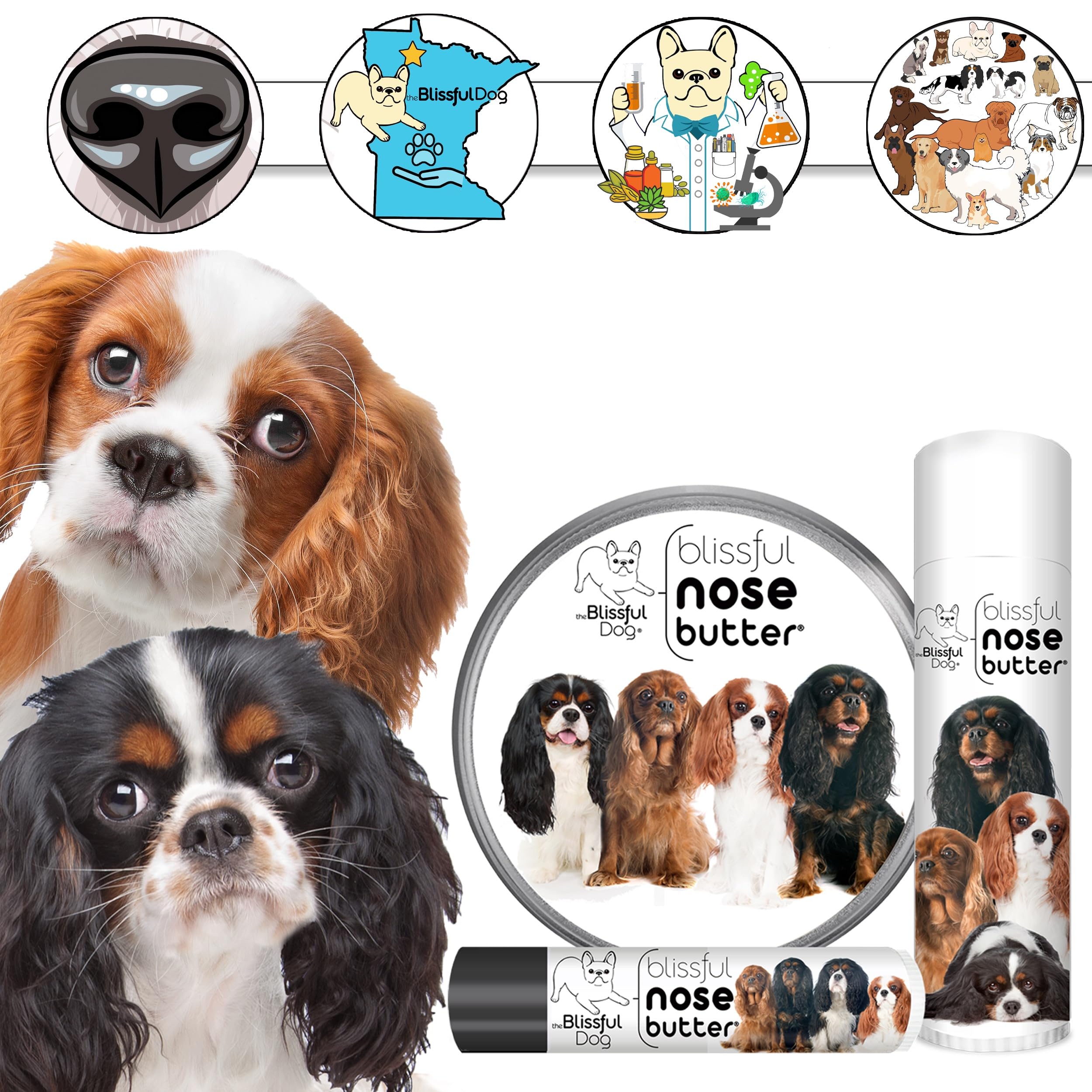 The Blissful Dog All 4 Cavalier King Charles Spaniel Unscented Nose Butter, 16oz