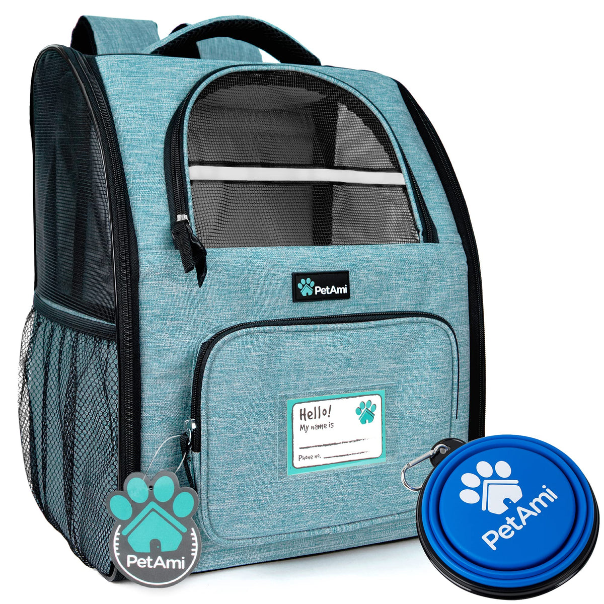 Petami Dog Backpack Carrier For Small Large Cat, Pet, Puppy, Ventilated Pet Hiking Backpack Travel Bag, Airline Approved Cat Backpack Carrier, Camping Biking Dog Bag Up To 18Lbs Pet, Teal Turquoise