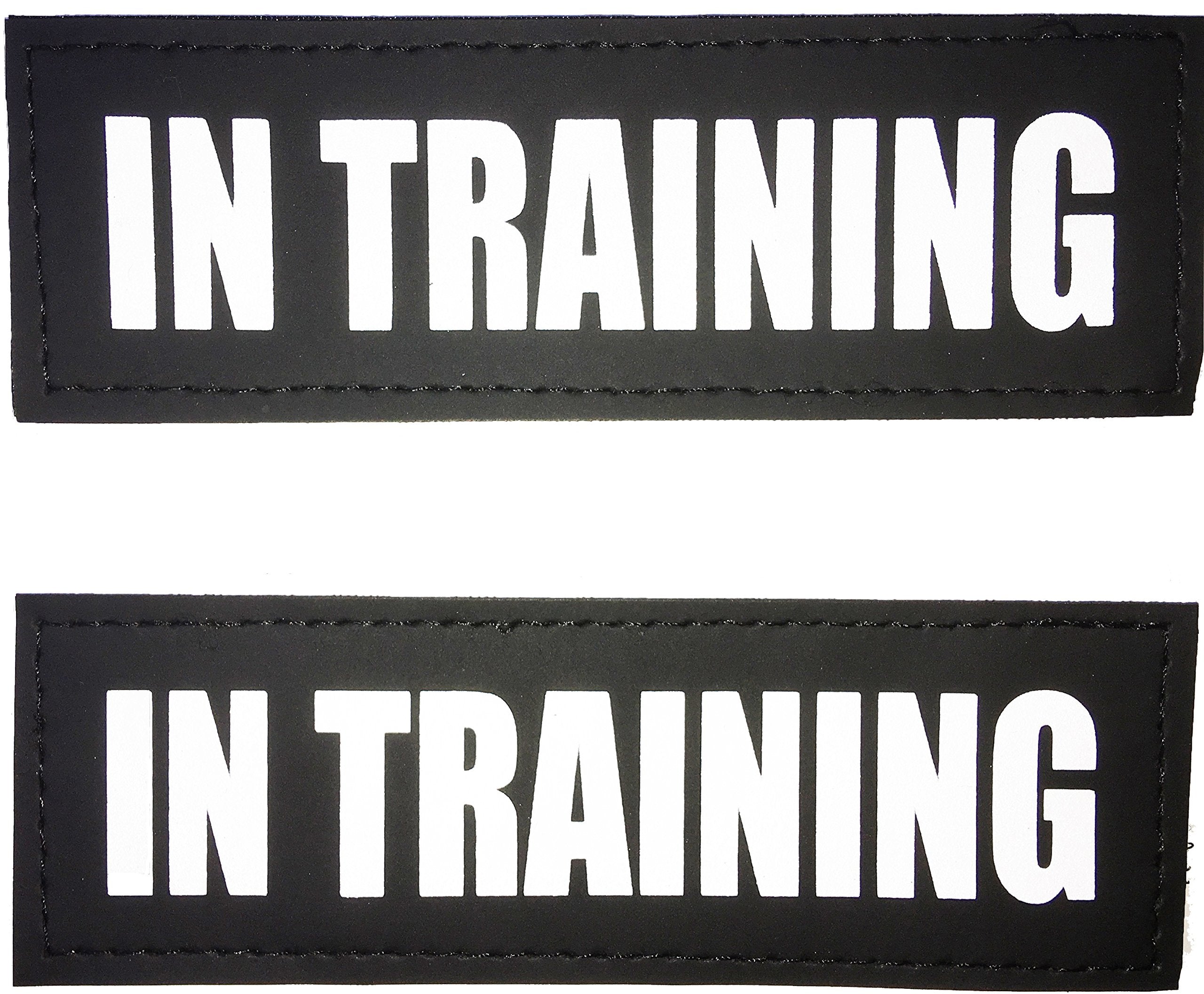 Albcorp Reflective In Training Patches With Hook Backing For Service Animal Vests/Harnesses Small (4.6 X 1) Inch