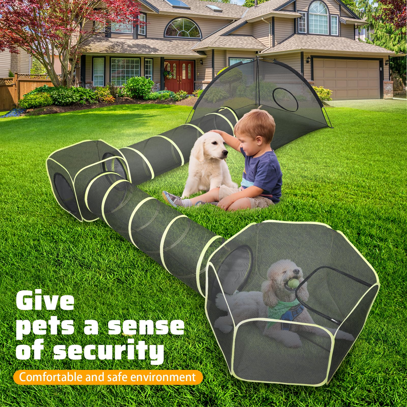 Wilwolfer Outdoor Cat Enclosures For Indoor Cats- 5 In 1 Outdoor Cat Tent With Tunnel- Cat Houses For Outdoor Cats- Outdoor Cat