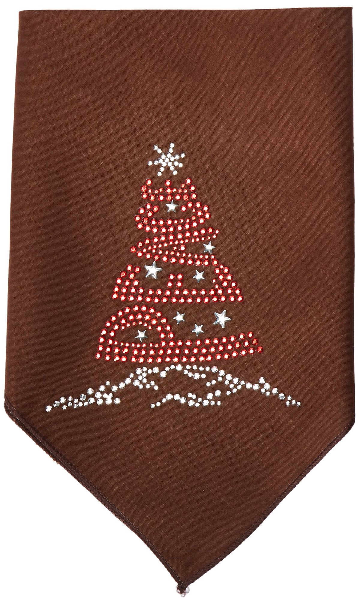 Christmas Pet and Dog Bandana Rhinestone, &quot;Peace Tree&quot; Cocoa Small