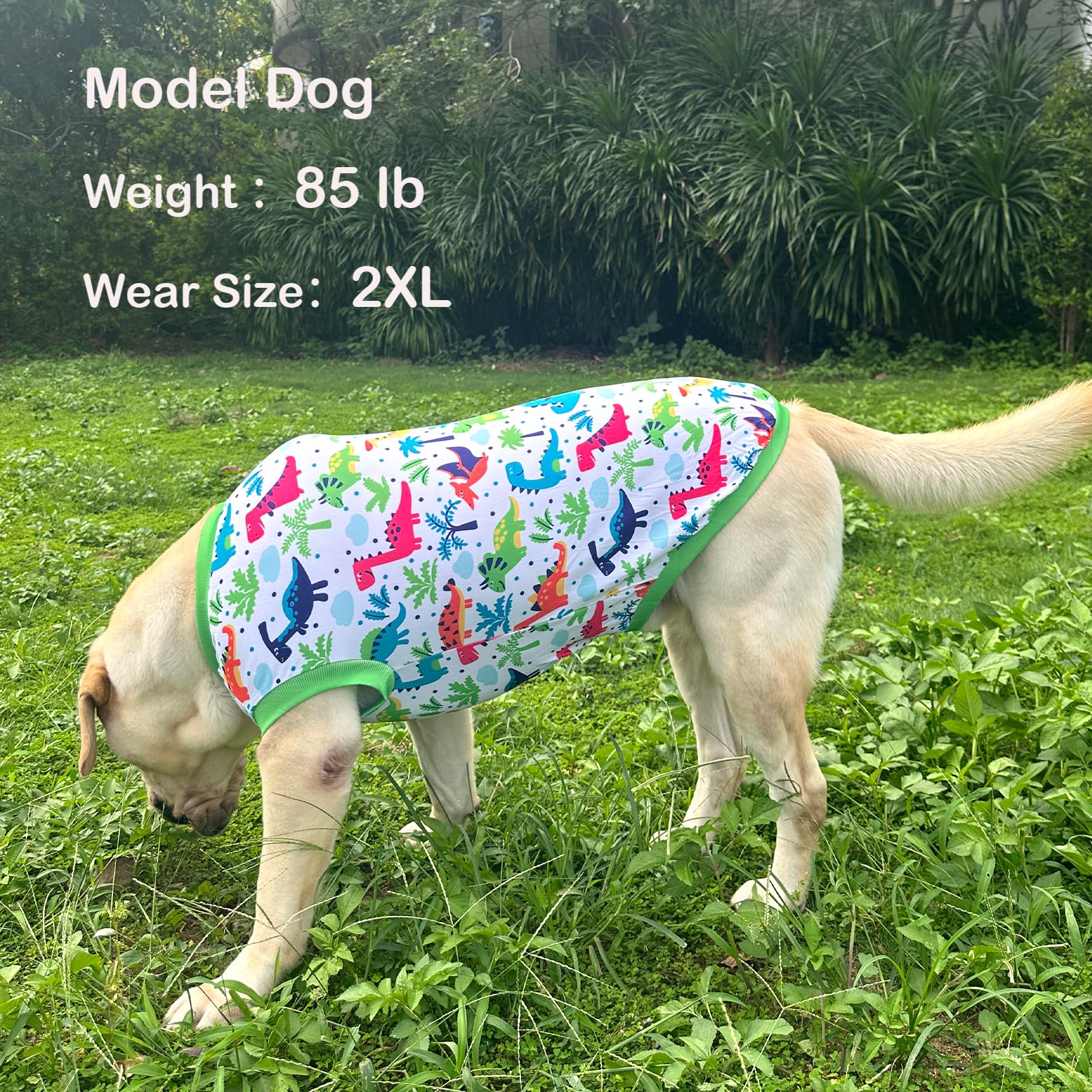 Dog Sleeveless T Shirt Dinosaur Prints Vest Shirt Soft Stretchy Summer Clothes For Large Dog Boys Girls Shirt Large,Green