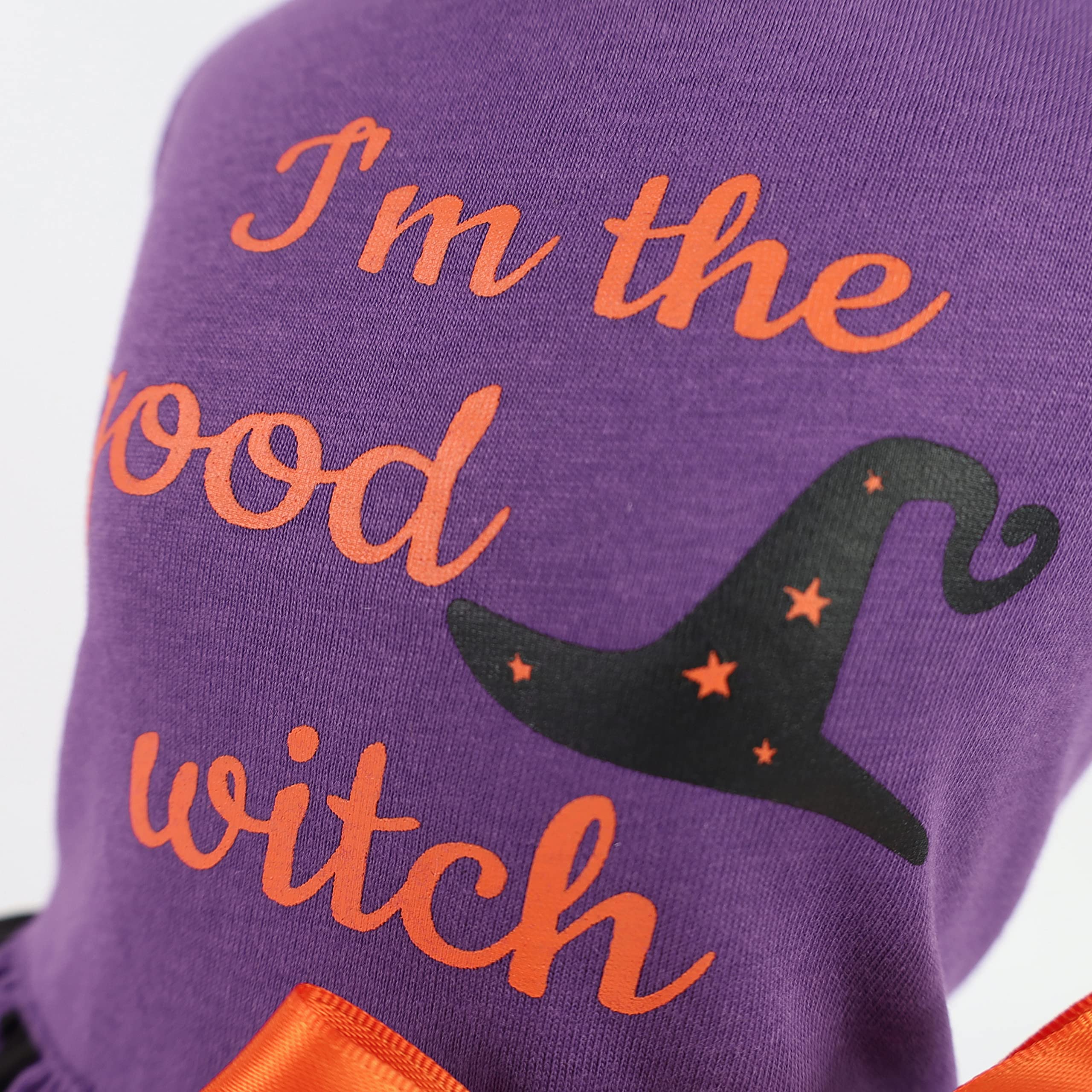 Fitwarm 100% Cotton I'M The Good Witch Halloween Dog Costume Puppy Dress Doggie Party One Piece With Bowknot Pumkin Bat Pet Vest Shirt Holiday Cat Outfits Purple Xx-Small