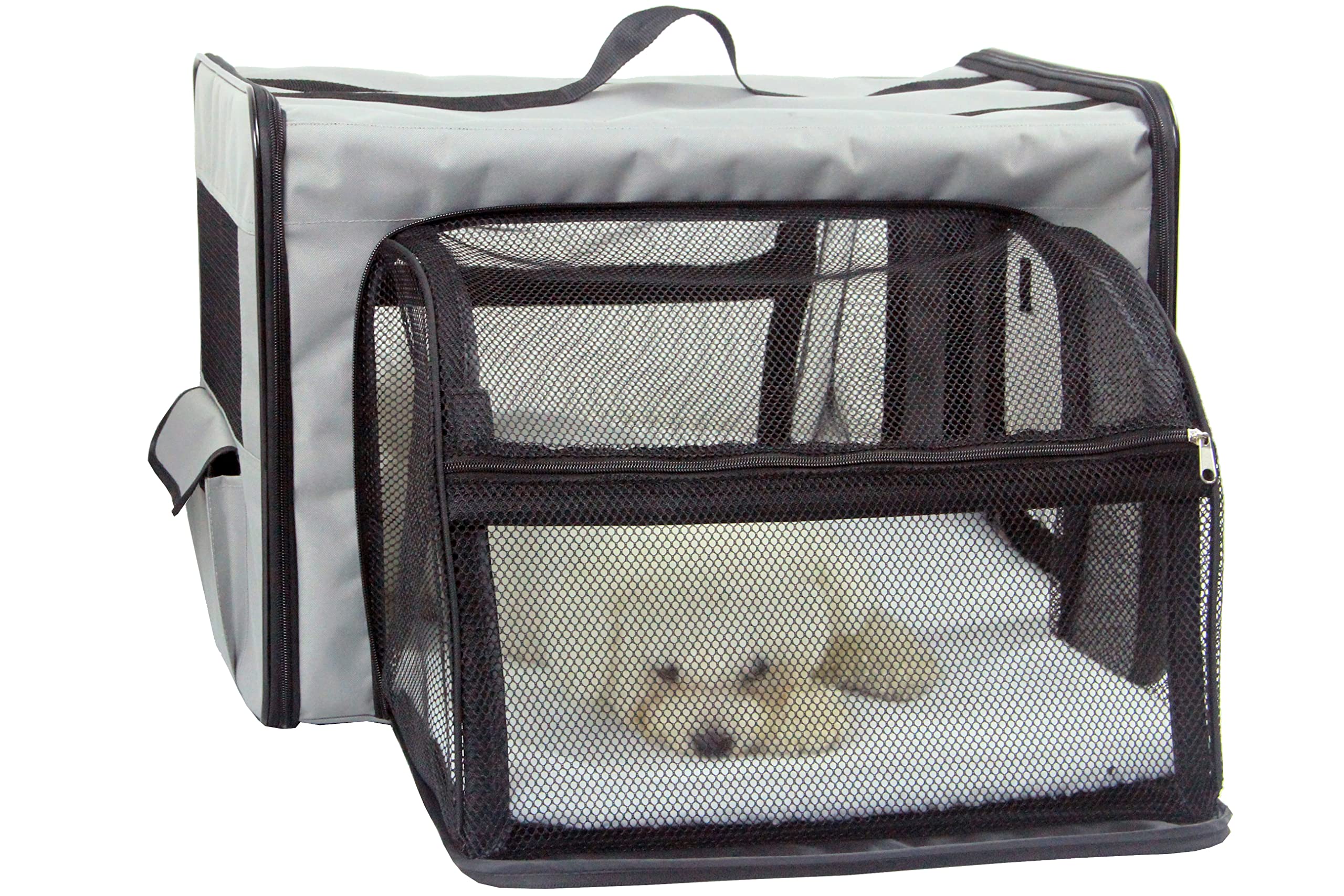 Pet Life Capacious Dual-Expandable Wire Folding Lightweight Collapsible Travel Pet Dog Crate(D0102H703JV.)