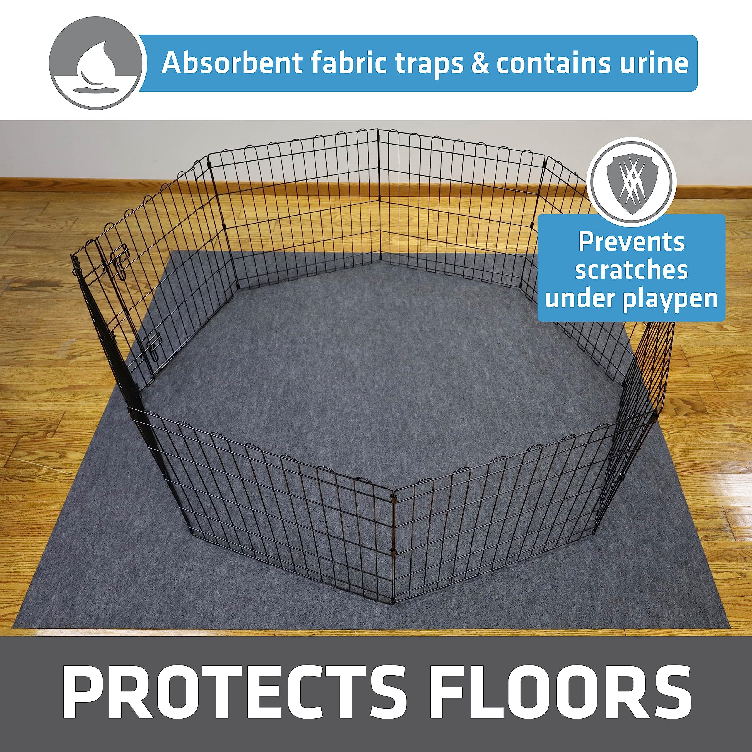 Drymate Dog Playpen Mat, Absorbent, Waterproof, Non-Slip, Machine Washable, Xl Size (60    X 74   ), Reusable Puppy Pad For Trai