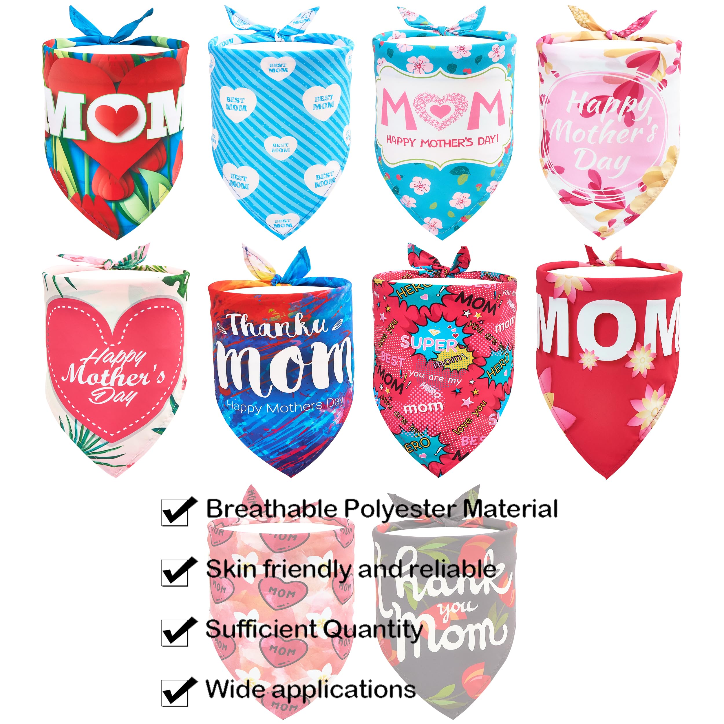 Jpgdn 10Pcs Mothers Day Dog Bandanas For Extra Large Xl Xxl Triangle Bibs Head Scarves For Boys Girls Grooming Accessories Costu
