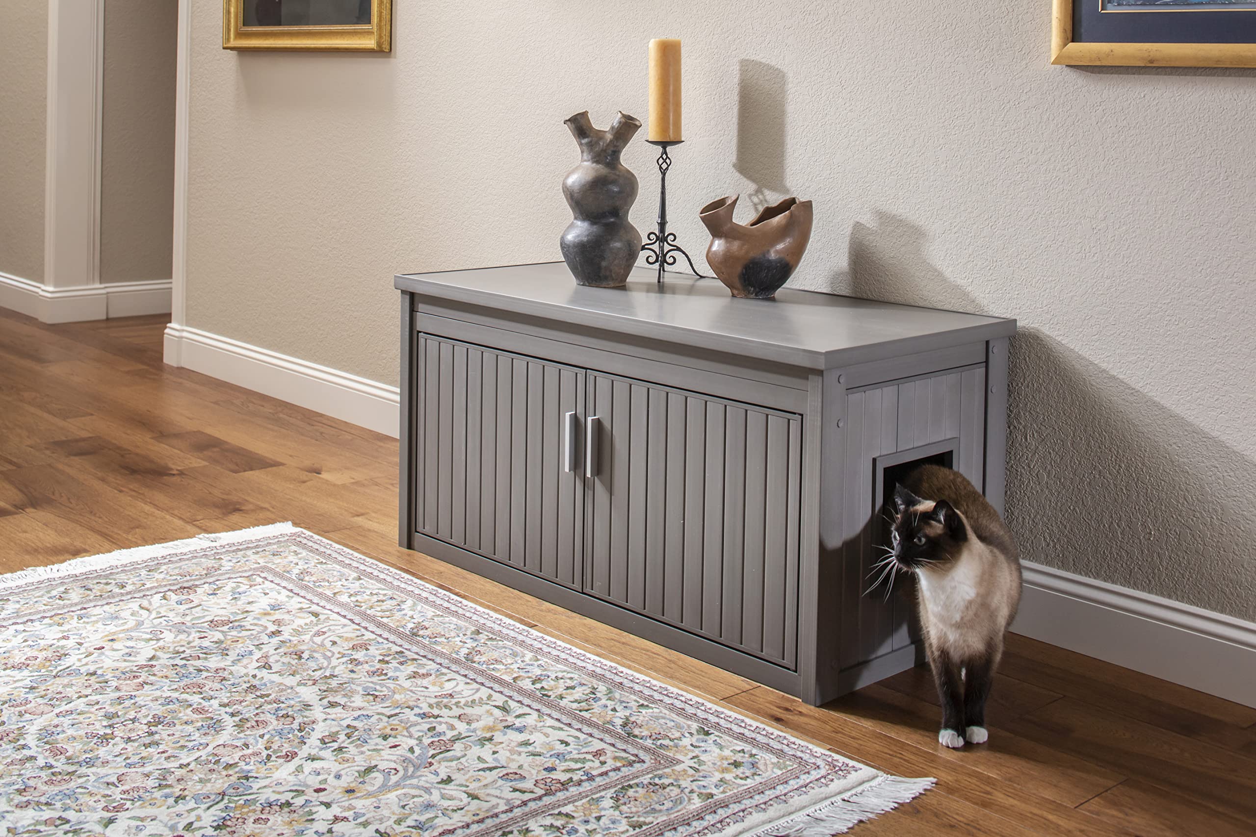 Litterloo Bench, Litter Box Cover /Gray