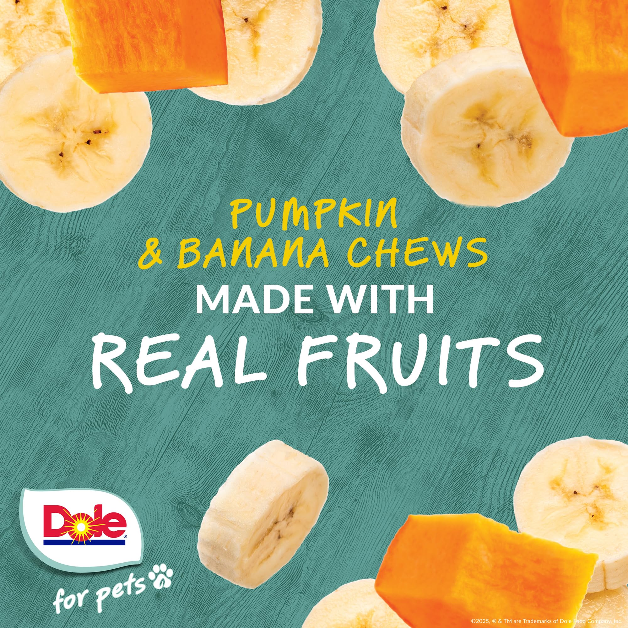 Dole for Pets Freshly Fetched Dog Chews, Assorted Banana & Pumpkin Flavor Dog Treats, 7oz | Flavored with Real Veggies, No Wheat