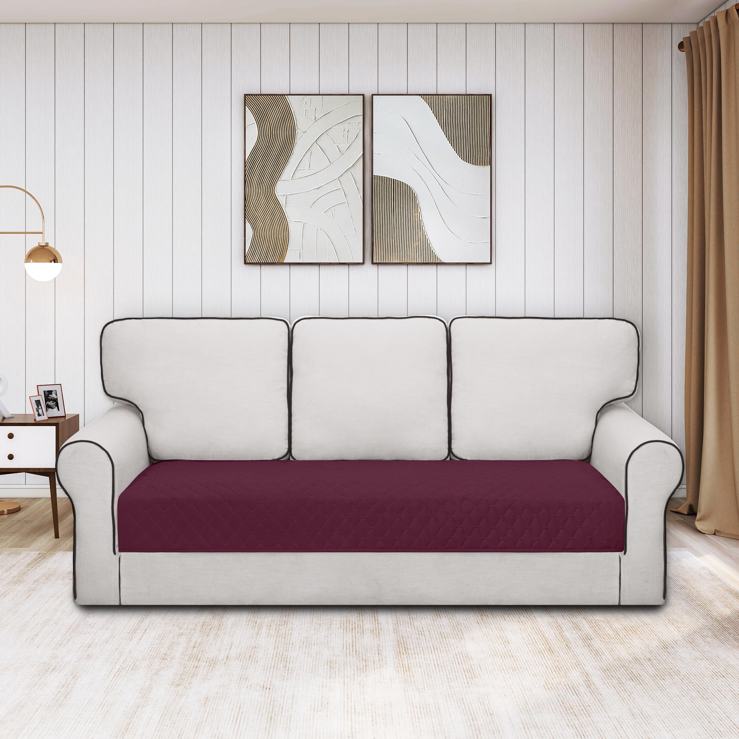 Easy-Going 100% Waterproof Dog Bed Cover Reversible Leak Proof Couch Cover Washable Sofa Cover Furniture Protector Blanket For Pets Kids Children Dog Cat (30X70 Inch, Wine/Beige)