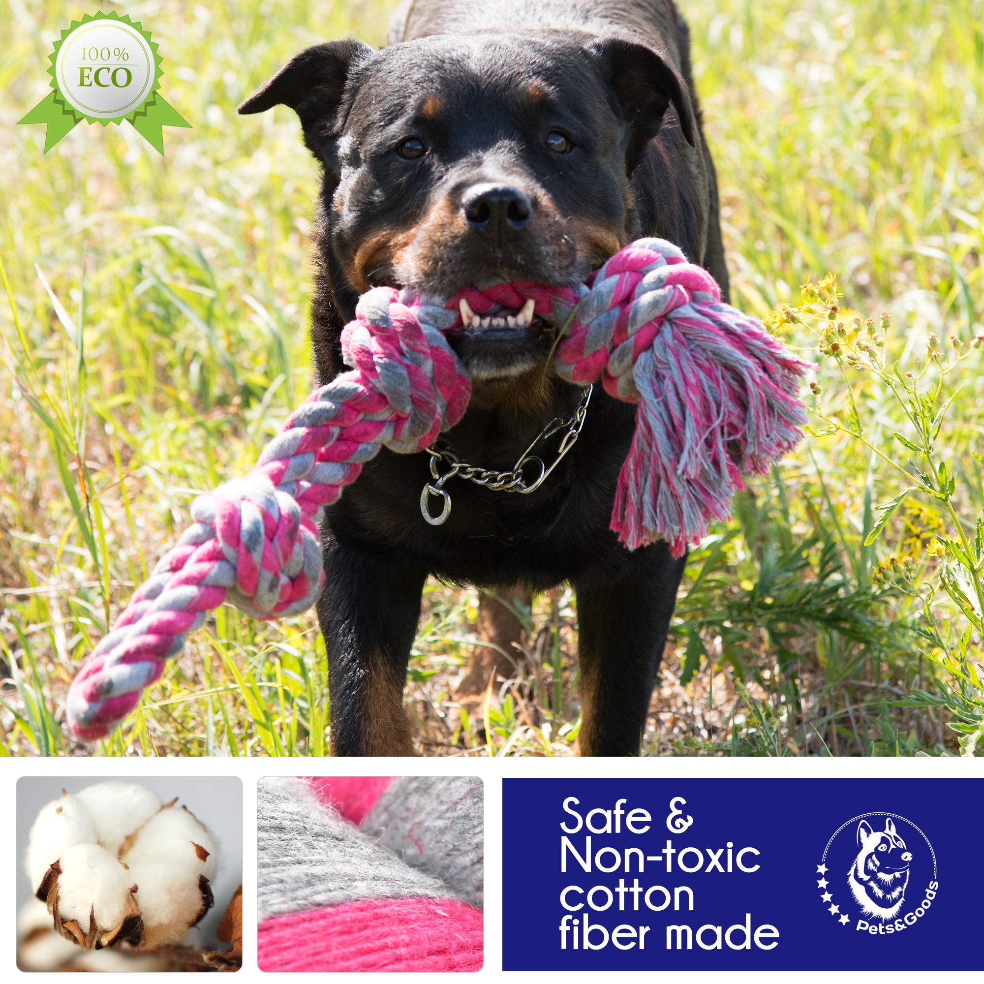 Pets&Goods Heavy Duty Rope Toy For Large & Medium Breed Dogs, Washable 100% Cotton Dog Chew Toys, Tug Of War & Teeth Cleaning