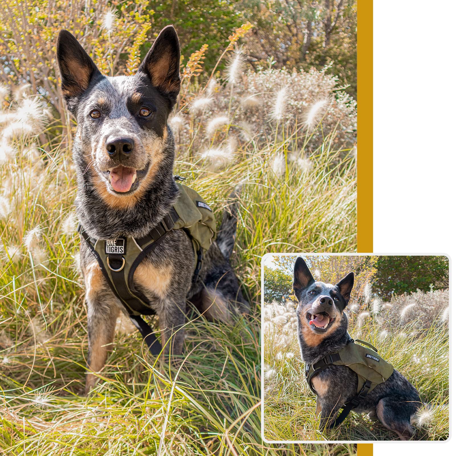 Onetigris Y-Shaped Dog Backpack With Handle, Pockets & No Pull D-Rings, Lightweight Hiking Gear For Dogs Hunting Camping Travel