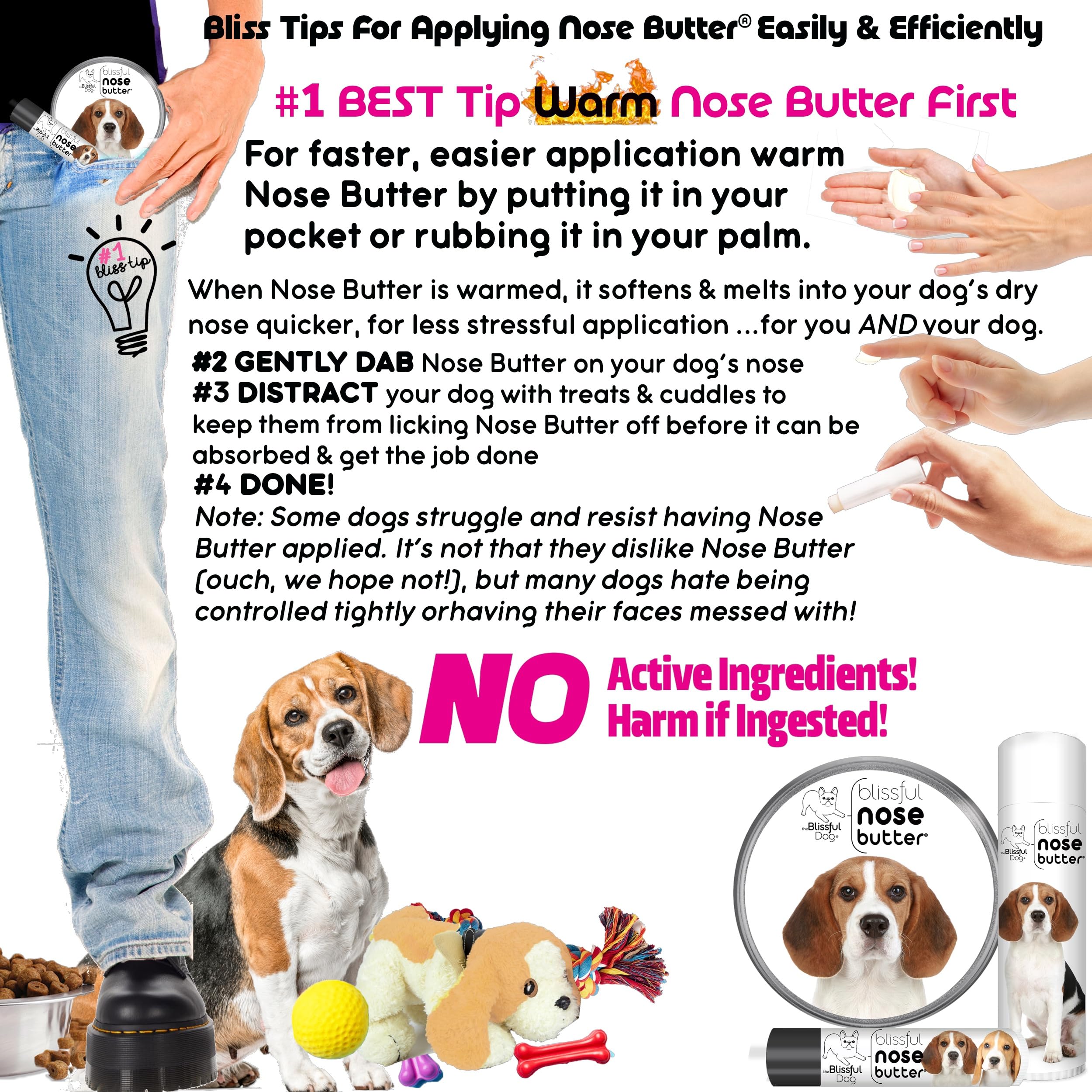 The Blissful Dog Beagle Unscented Nose Butter - Dog Nose Butter, 4 Ounce