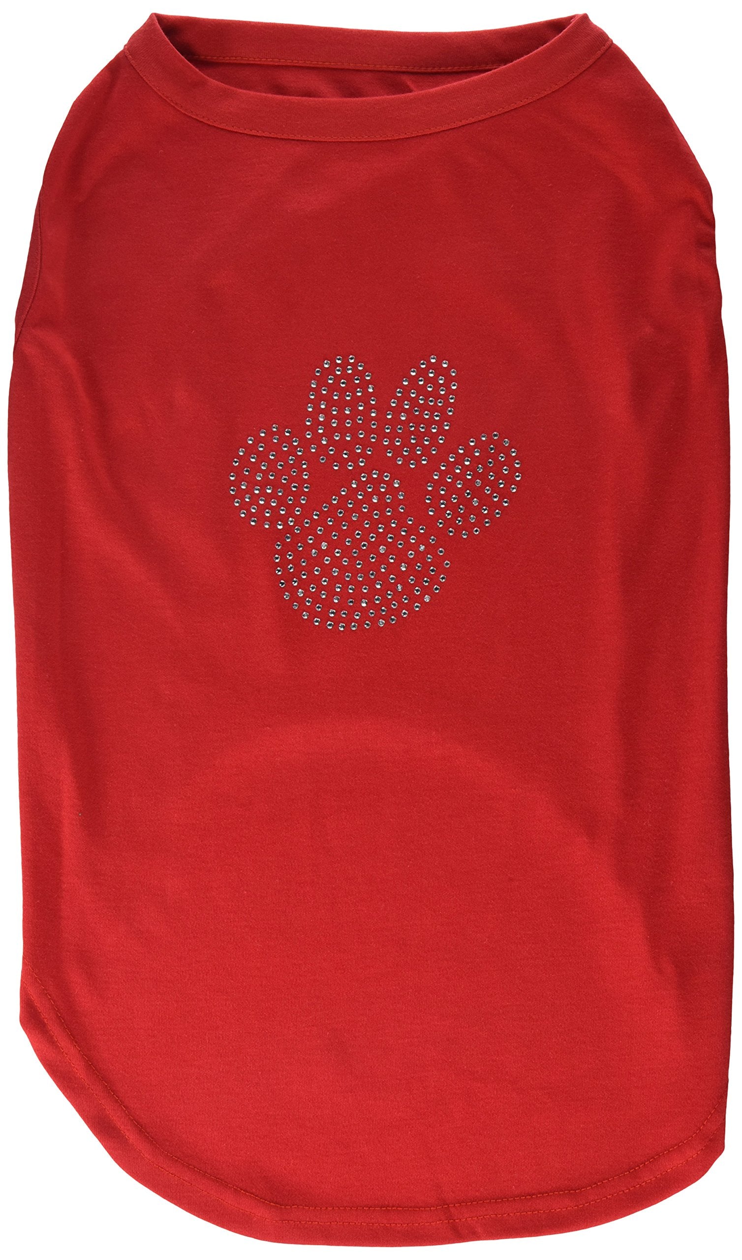 Pet Dog & Cat Shirt Rhinestone, Clear Paw Red 3Xl (25-35 Lbs.)