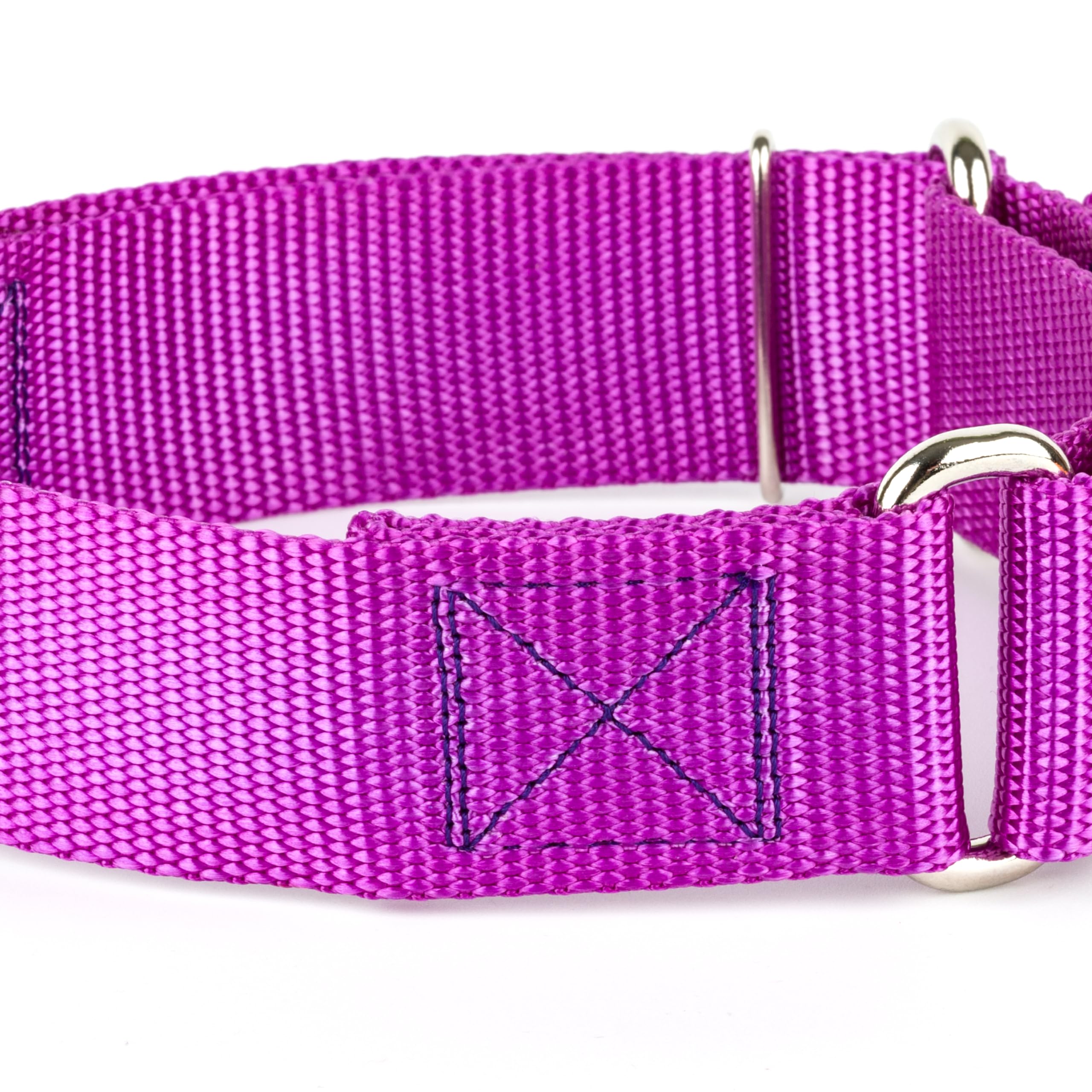 Country Brook Petz - Vibrant 18 Color Selection - 1 1/2 Inch Martingale Heavyduty Nylon Dog Collar (Large, Bright Purple)