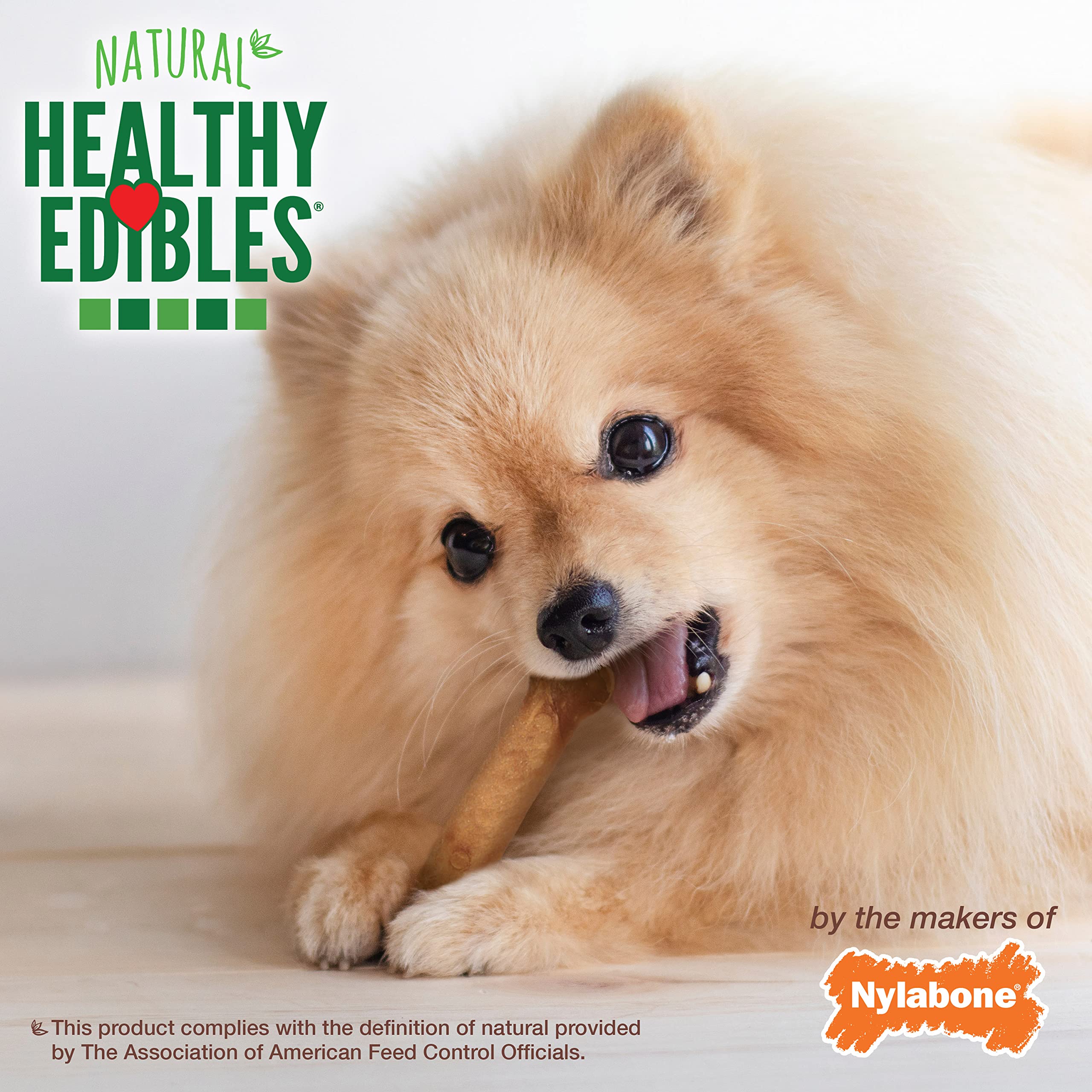 Nylabone Healthy Edibles Natural Dog Chews Long Lasting Bacon Flavor Treats for Dogs, X-Small/Petite (2 Count)