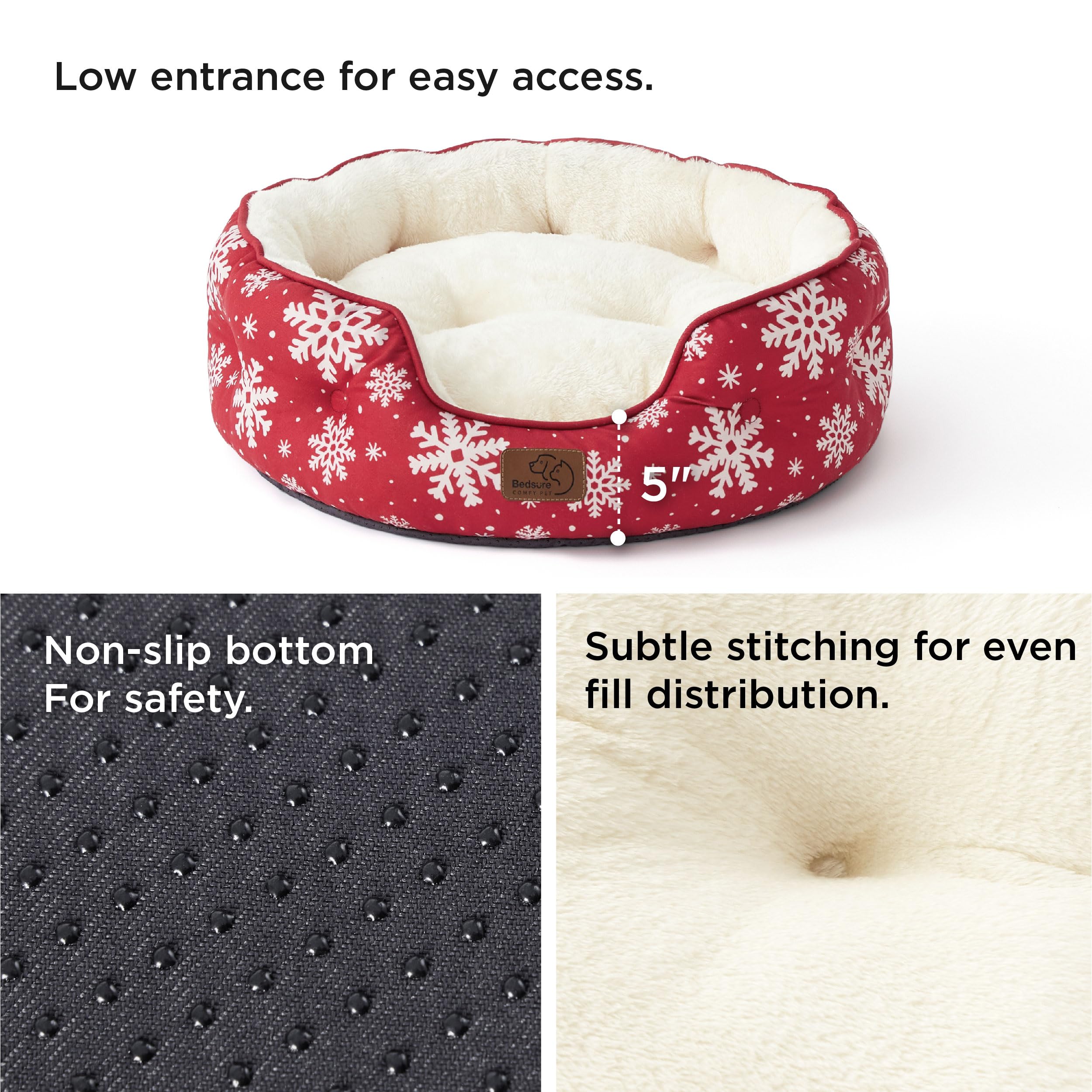 Bedsure Dog Beds For Small Dogs - Round Cat Beds For Indoor Cats, Washable Pet Bed For Puppy And Kitten With Slip-Resistant Bottom, 25 Inches, Brown