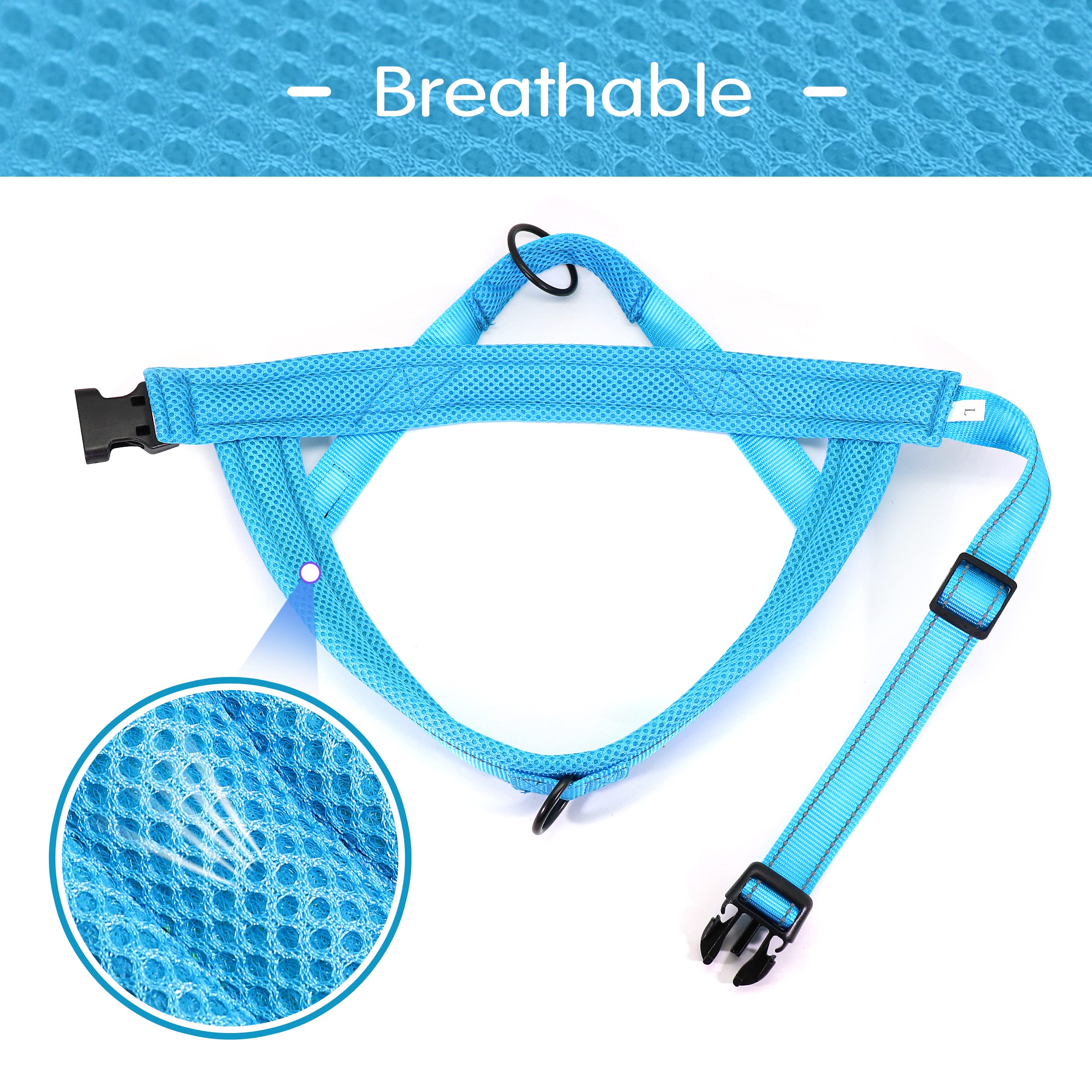 Didog Soft Mesh Padded Dog Vest Harness, Escape Proof/Quick Fit Reflective Dog Strap Harness,Easy For Walking Training (Xs:Chest 15-18', Mesh-Blue)