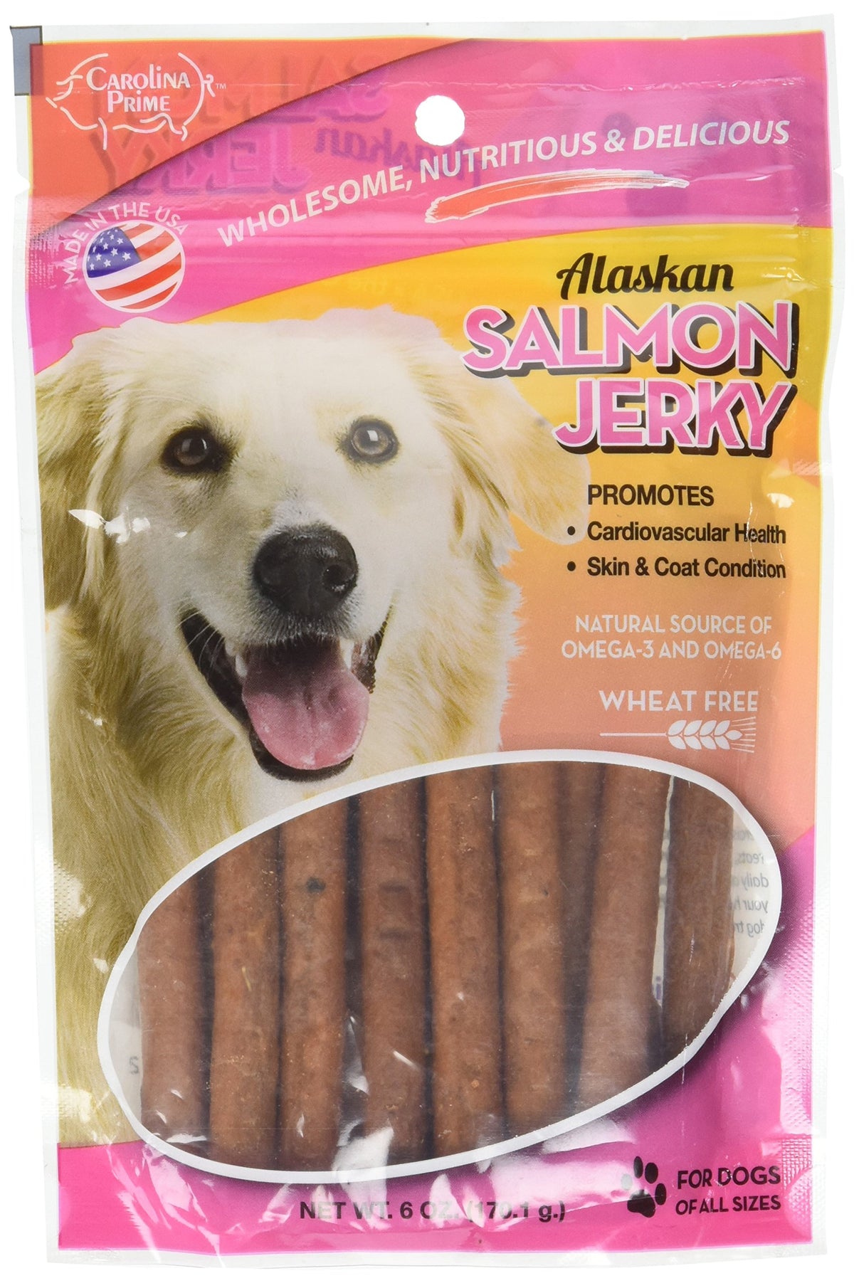 Carolina Pets Oven Baked Salmon Jerky Wheat Free Dog Treats, 6Oz