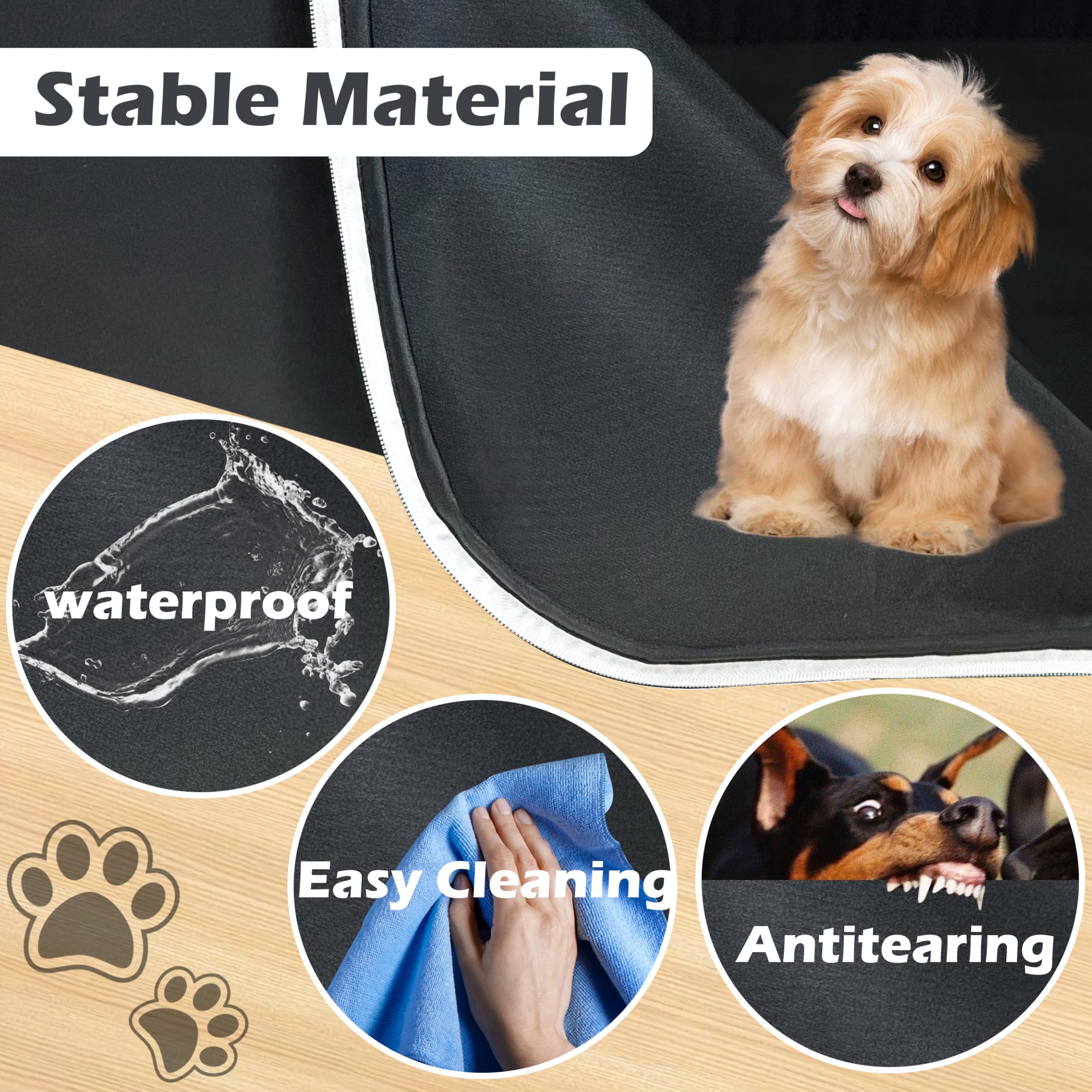 Goldshire Dog Playpen, 35.5X35.5X24.5 Inches Foldable Portable Puppy Playpen With Gate, High-Strength Breathable Fabric Mesh,Dog