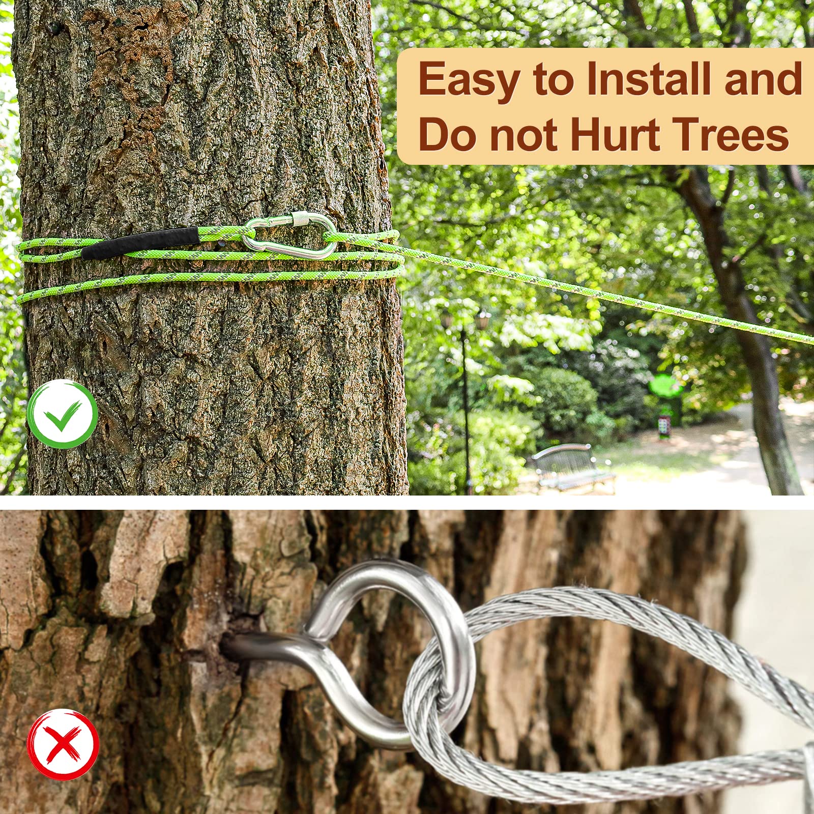 Xiaz Dog Tie Out Cable For Camping, 50Ft Portable Overhead Trolley System For Dogs Up To 300Lbs,Dog Lead For Yard, Camping, Parks, Outdoor Events,5 Min Set-Up, Green