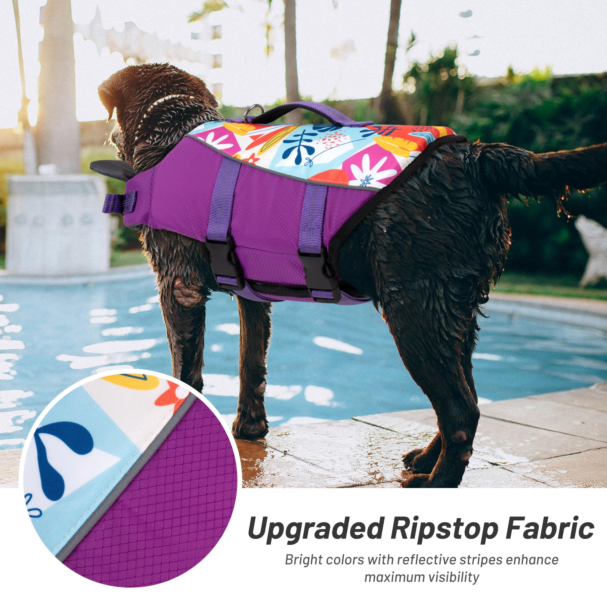Cyeollo Life Vests For Boating - High Buoyancy Pet Safety Float Lifesaver Vest With Chin Float, Adjustable Dog Lifejackets For M