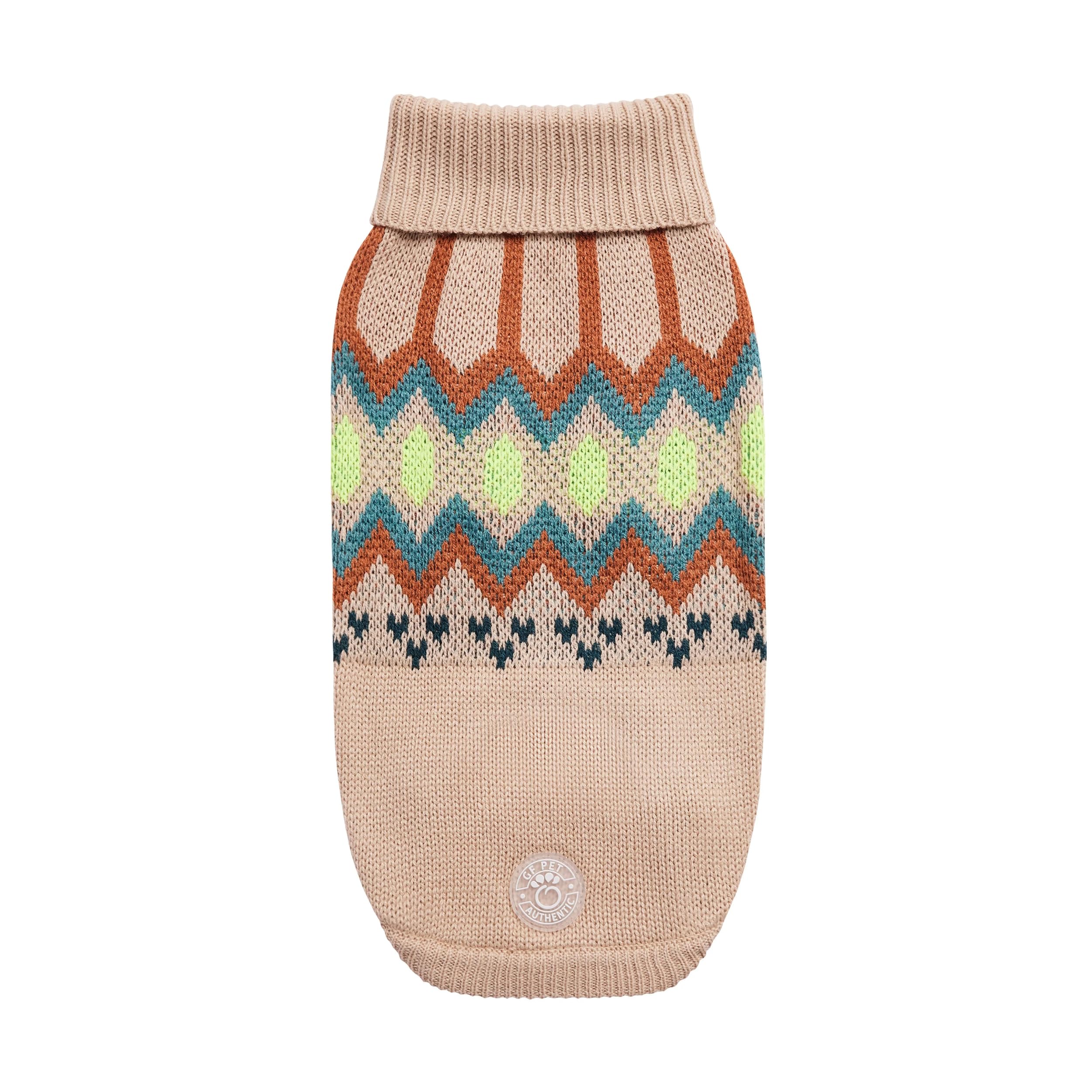 Gf Pet Heritage Sweater Dog Pullover – Classic Ribbed Knit Sweater For Dogs | Soft & Warm Acrylic | Timeless Design | Small, Medium, Large Pets – Sand, L