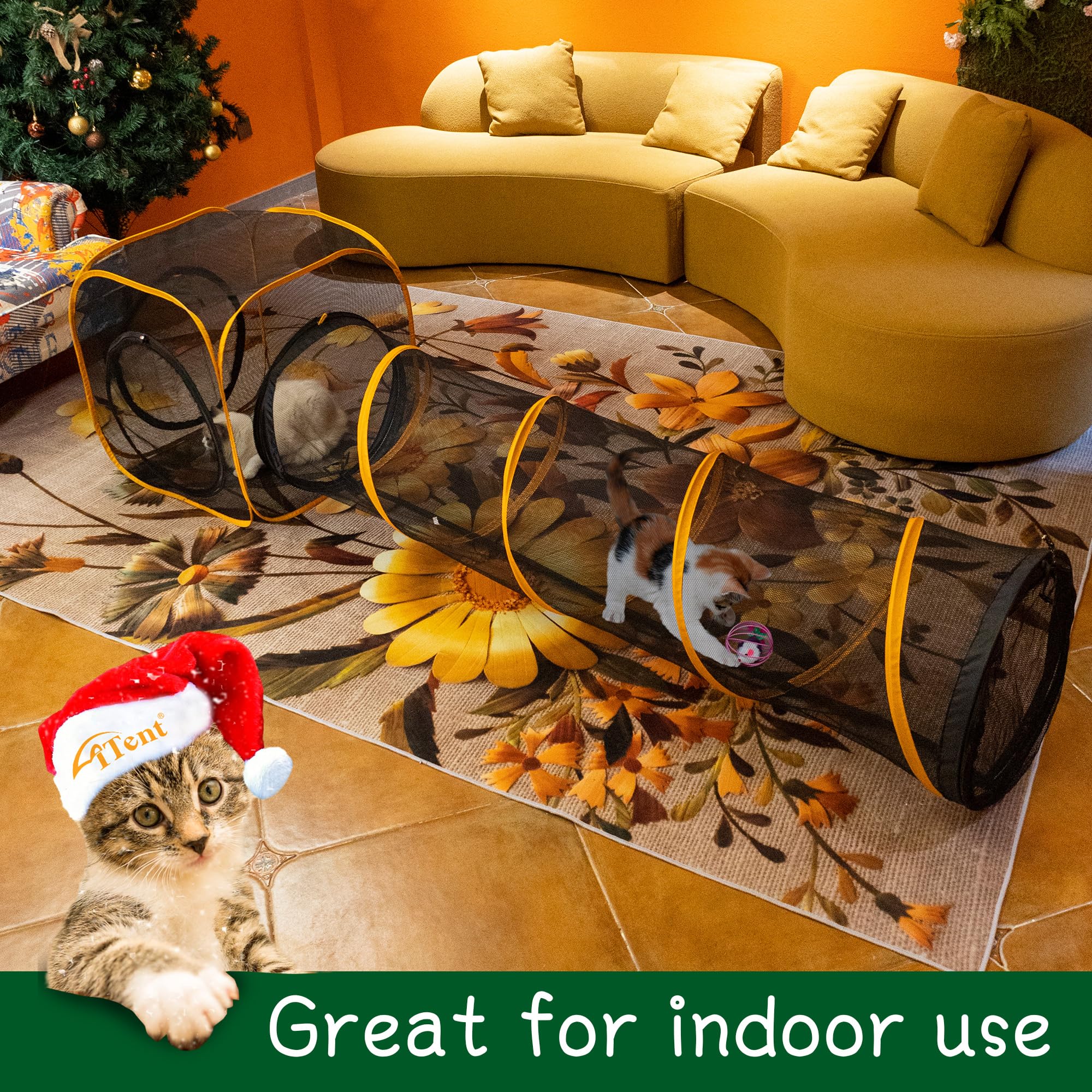 Itent Cat Play Tunnel + Cube(With Three Ways) For Indoor And Outdoor, Cat Play House, Cat Enclosures, Collapsible Cat Cube, Tunnel, Cat Toys Easy To Connect With Cat Tent