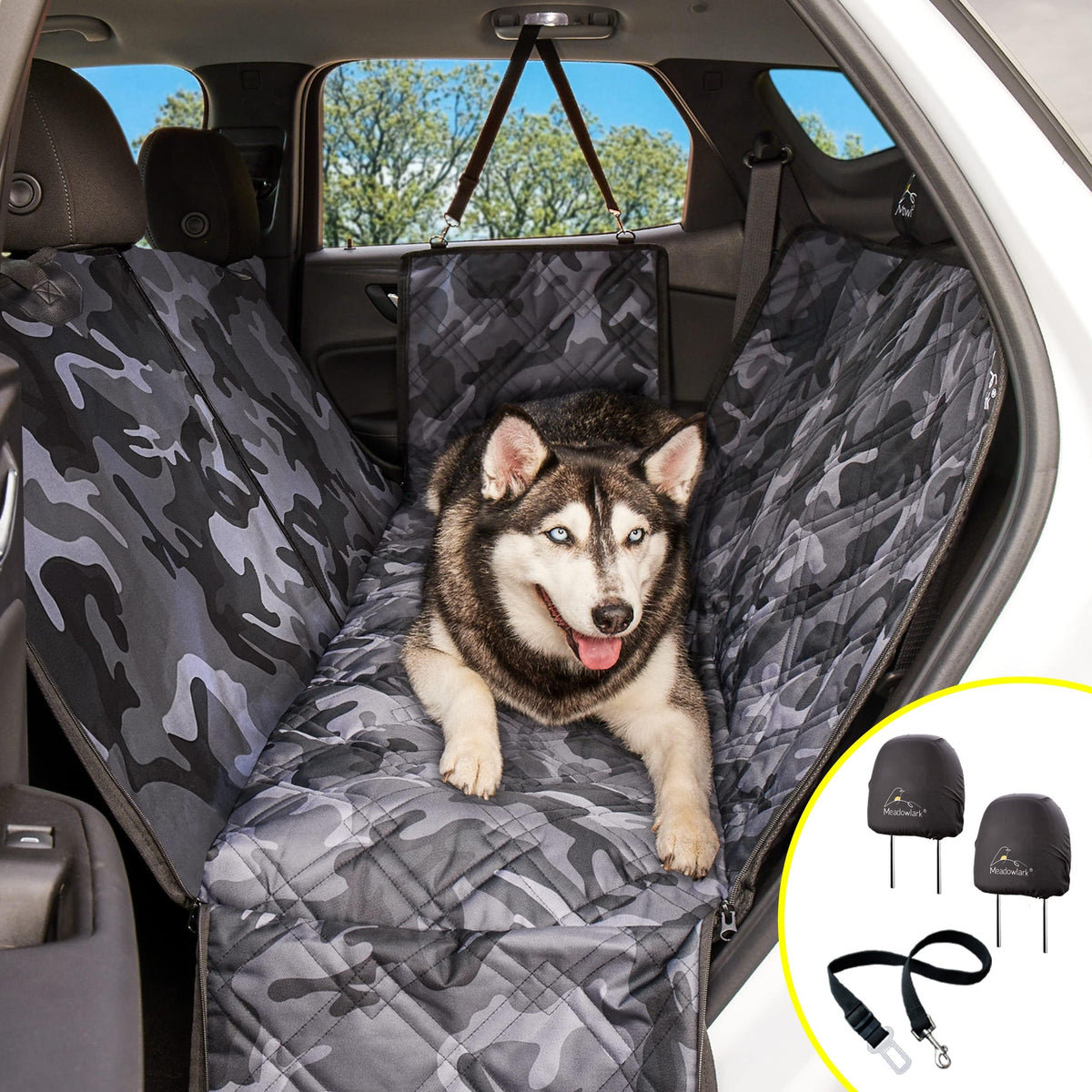 Meadowlark Dog Car Seat Cover, X-Large Heavy Duty Dog Seat Cover For Back Seat, Extra Padded Non-Slip Dog Hammock, Water-Resistant Back Seat Protector For Cars Trucks And Suvs (64” W X 60' L)