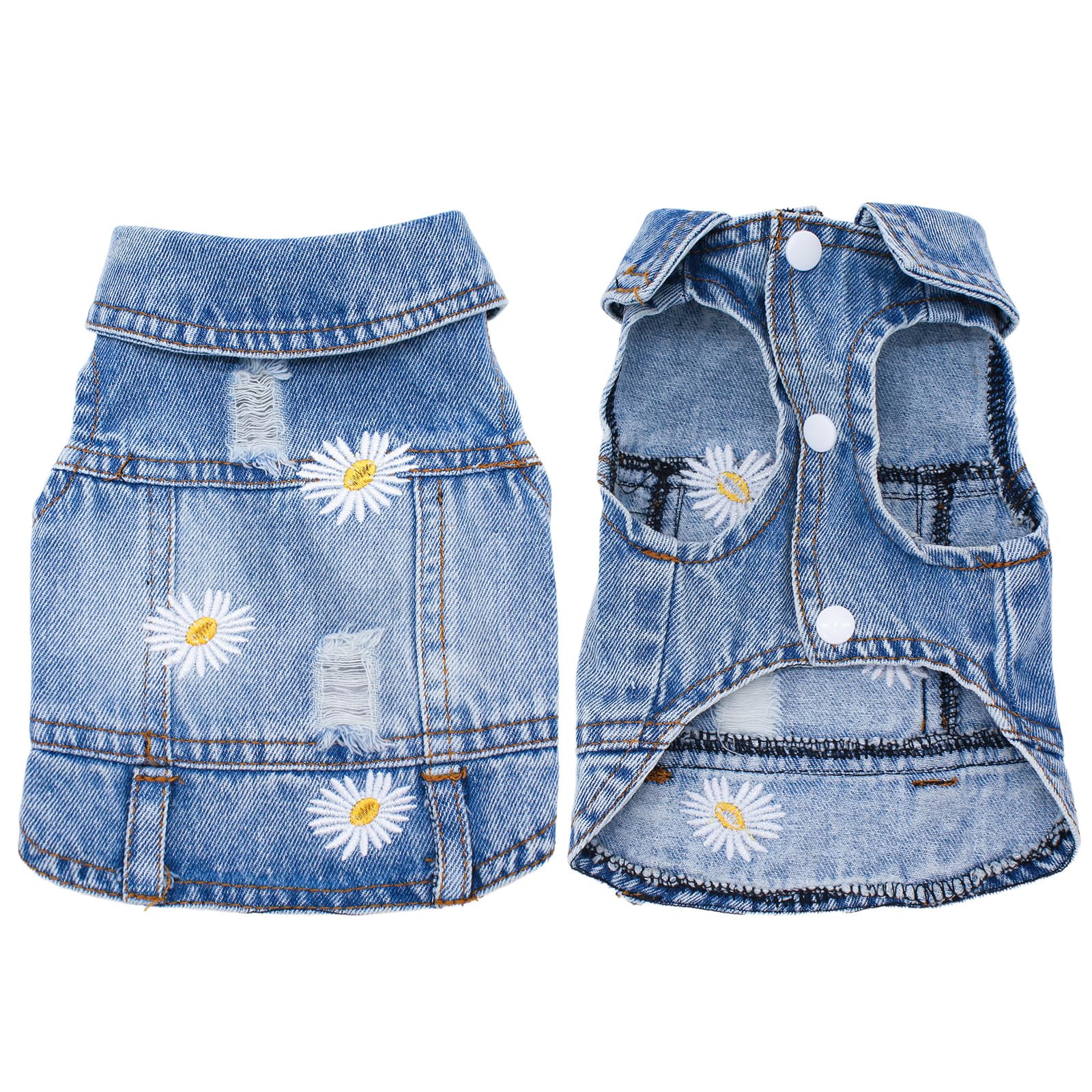 Pet Clothes Denim Dog Costume Summer Cowboy Vest Daisy Shirt Jeans Jacket Puppy Clothing for Chihuahua Yorkies
