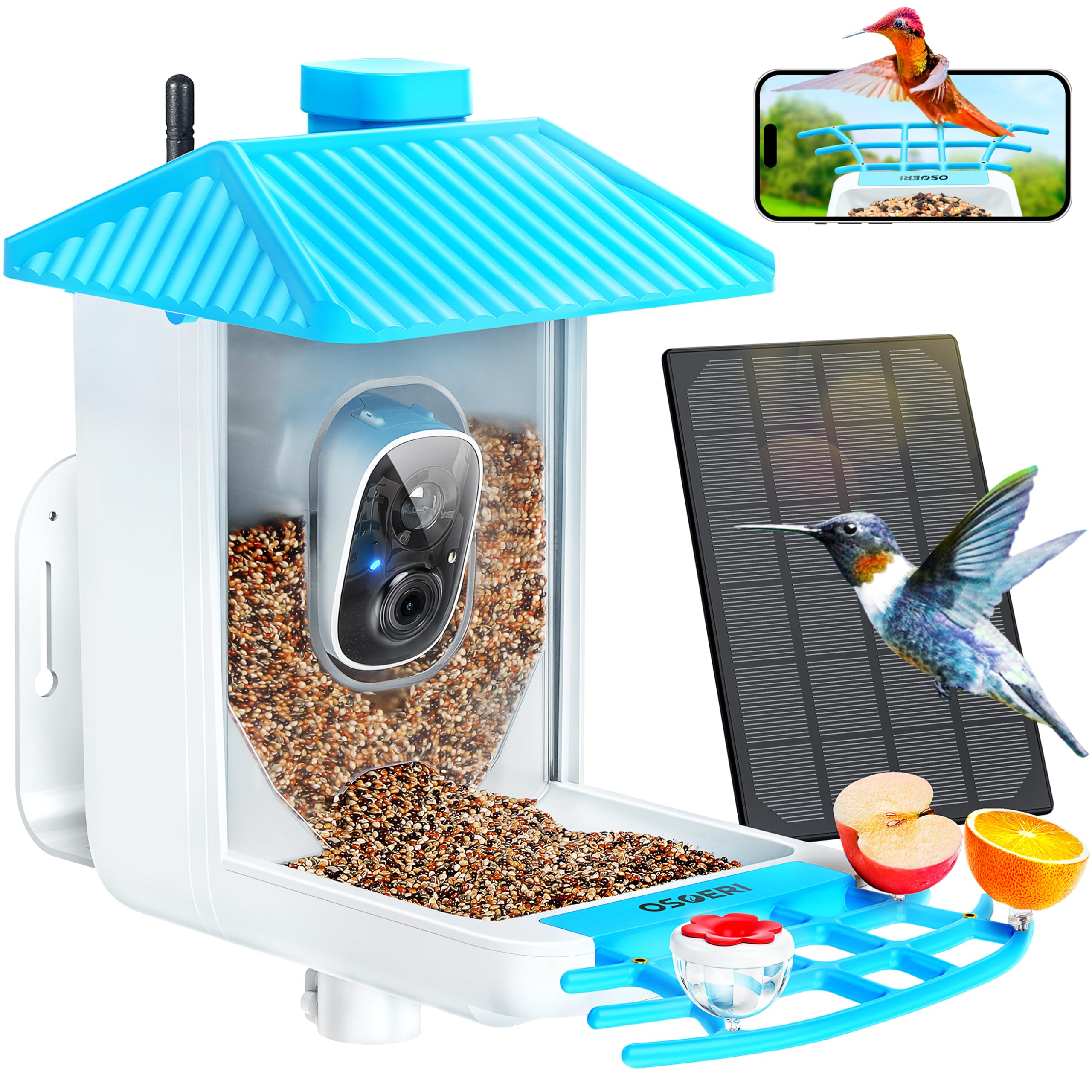 Osoeri Smart Bird Feeder with Camera, 1080P HD AI Identify Wild Bird Watching Camera, Auto Capture Bird Videos & Motion Detectio
