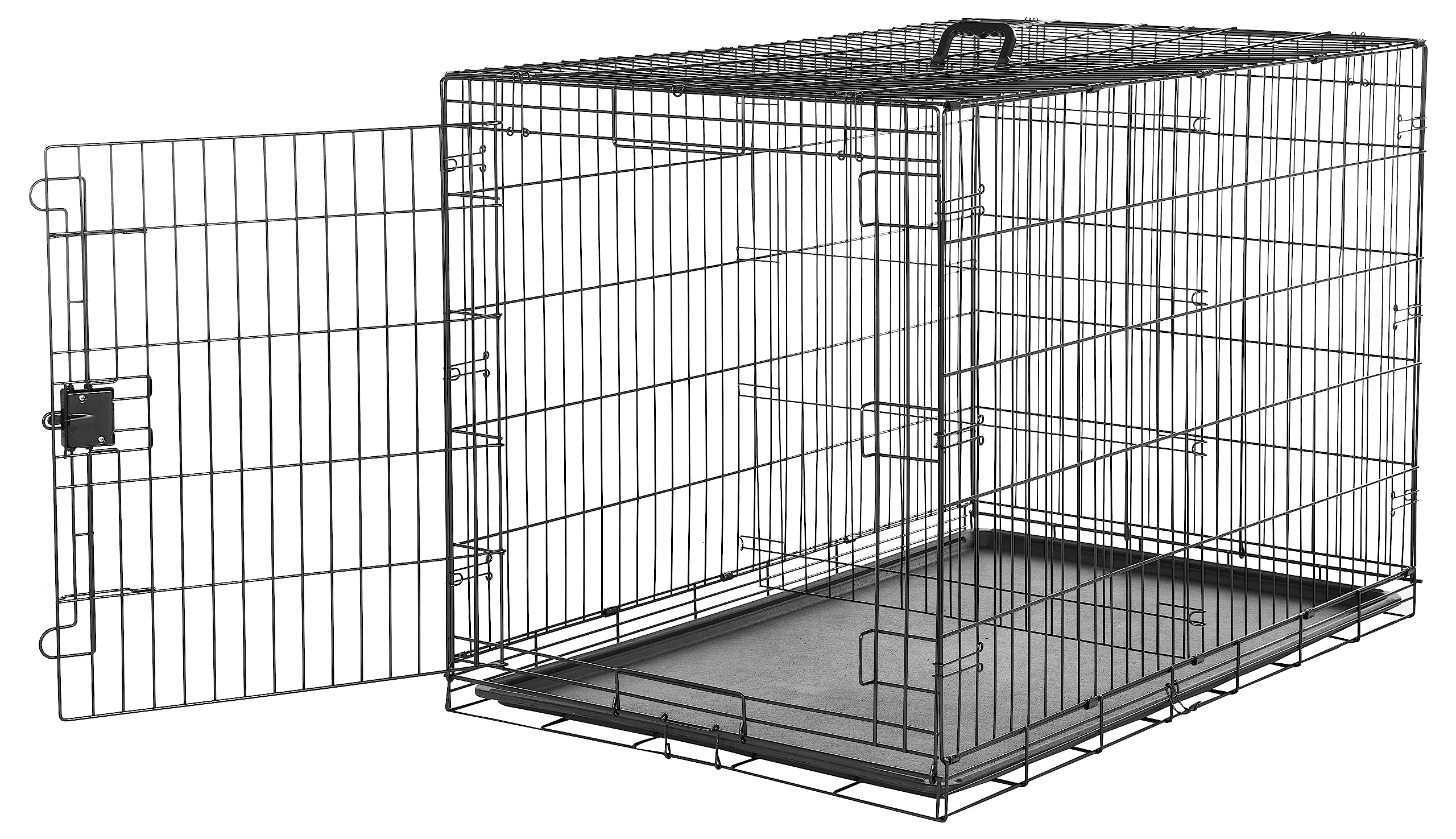 Amazon Basics Durable, Foldable Metal Wire Dog Crate With Tray, Single Door, 48 X 30 X 32.5 In, Black