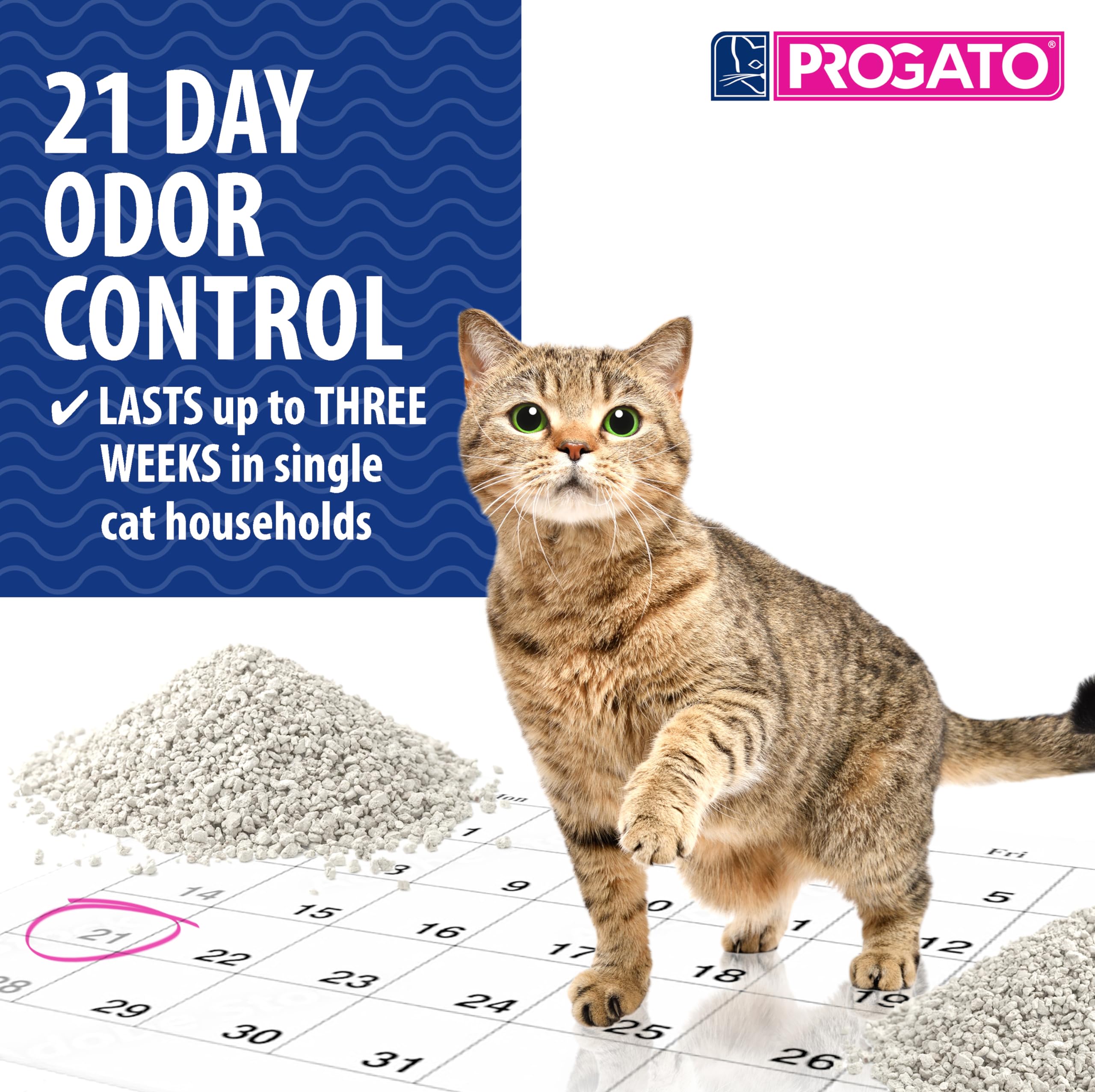 Progato Premium Natural Cat Litter, 100% Natural Diatomaceous Earth Non-Clumping Cat Litter, Odor Control, Lightweight, Chemical