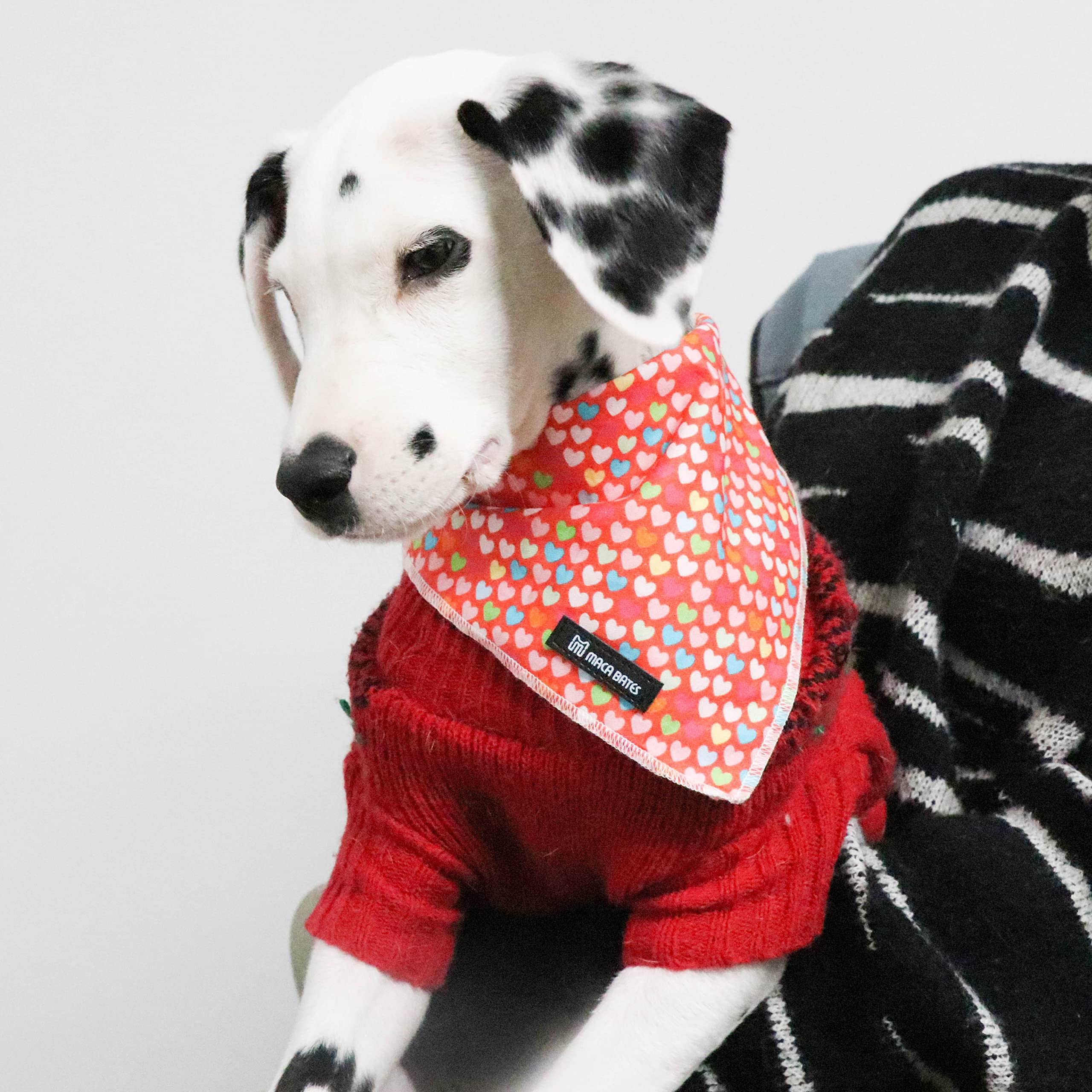 MACA Bates Valentines Day Sweet Heart Dog Bandana Triangle Scarf Handkerchief Soft Cotton Cute Adjustable Puppy Bandanas Gift fo