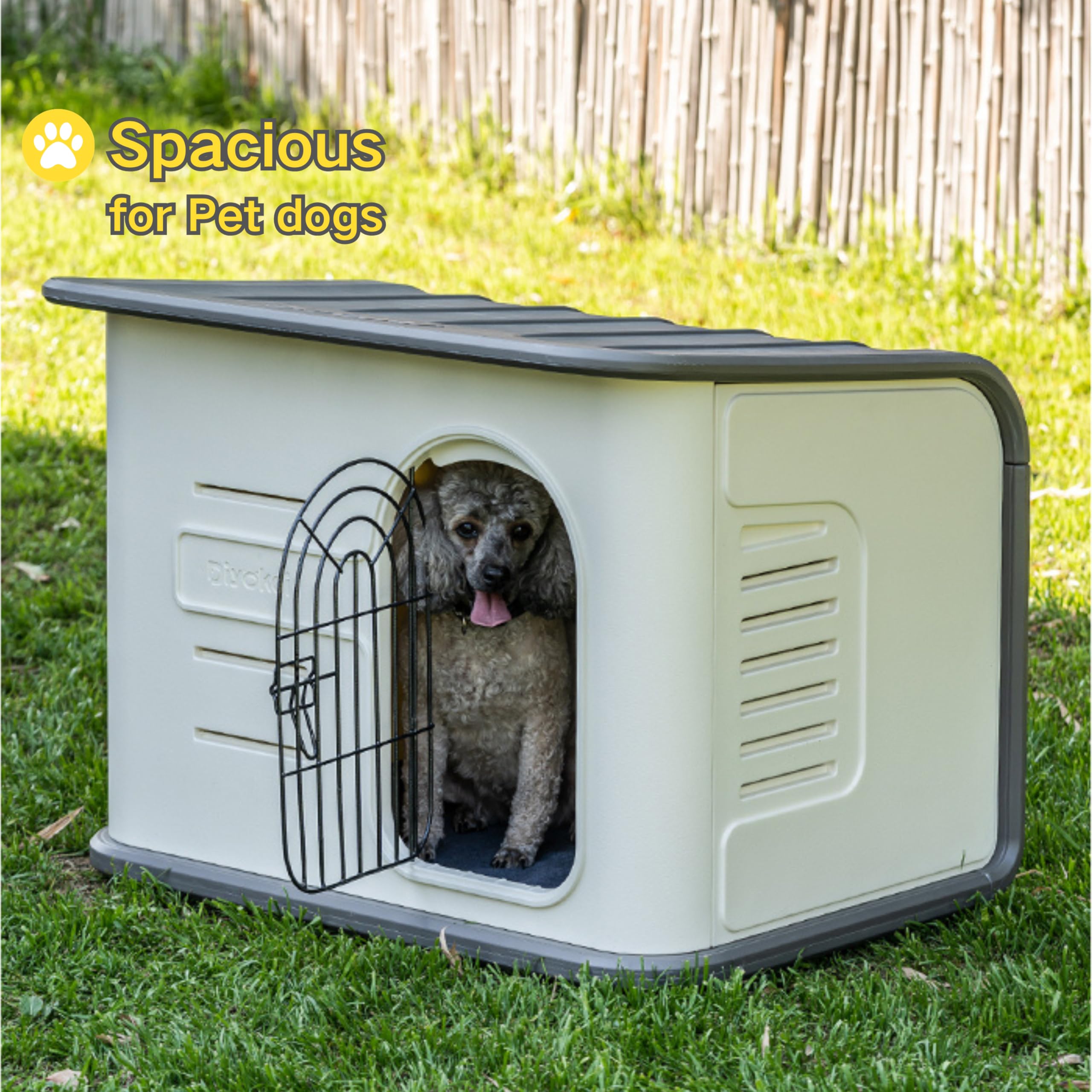 Diyokai Double-Wall Plastic Dog House Outdoor Indoor,Insulated Double-Reinforced Dog House Waterproof For Small-Medium Dogs,Dura