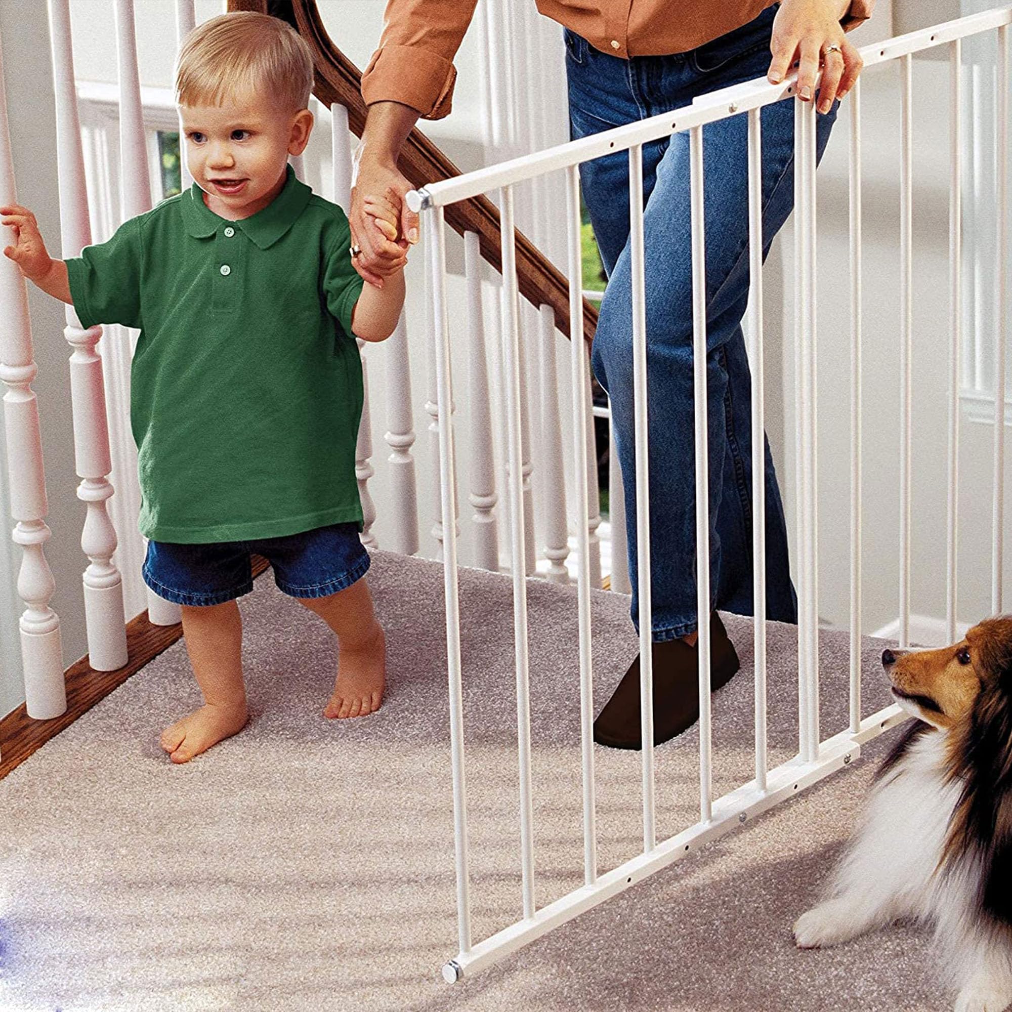 KidCo G2000 Safeway Baby Gate for Stairs, Quick Release, Metal, 24.75-42.5"W x 30.5"H, White