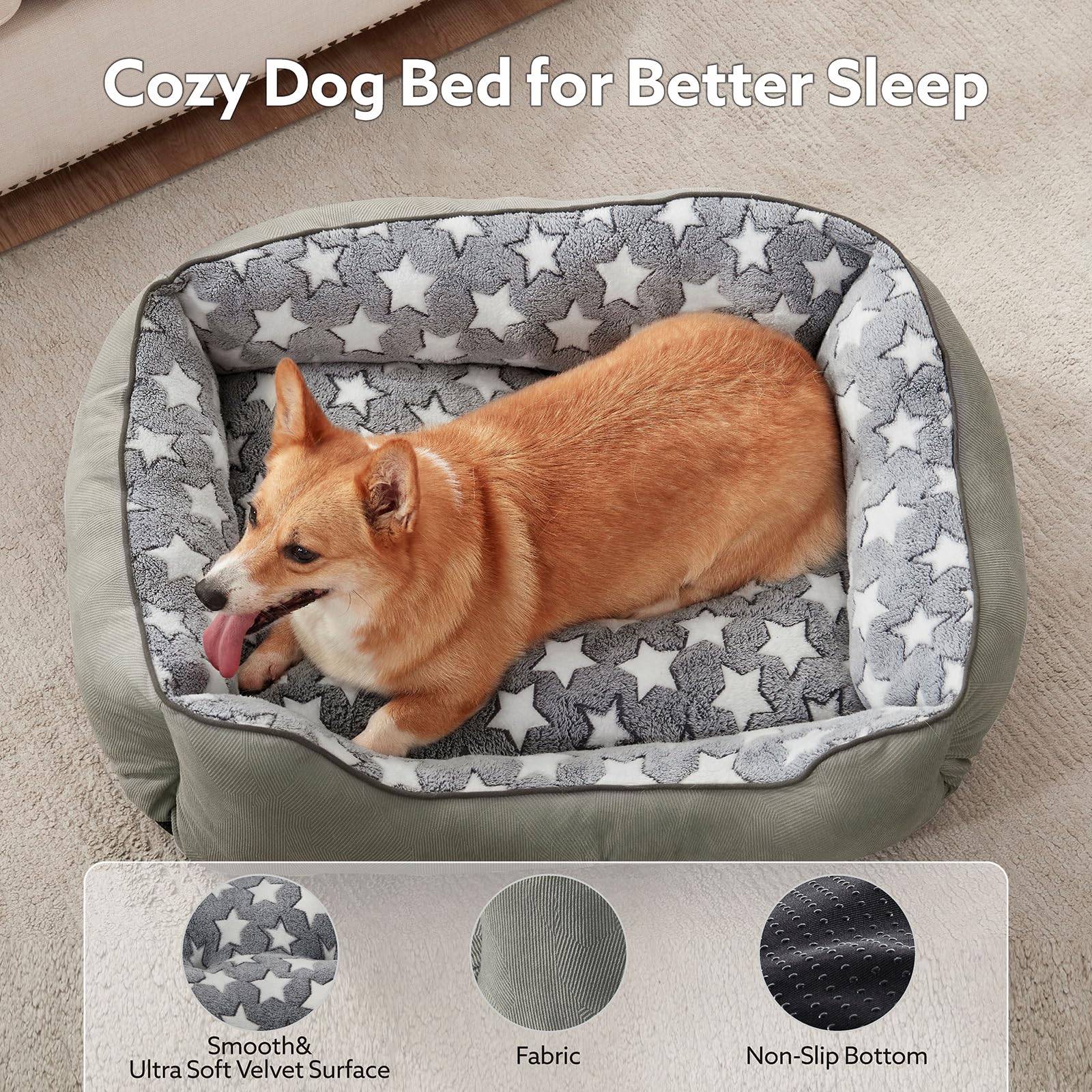 SIWA MARY Dog Bed Medium Size Dog,Medium Dog Beds for Medium Dogs Washable,Orthopedic Dog Bed,Soft Calming Puppy Bed,Fluffy Dura