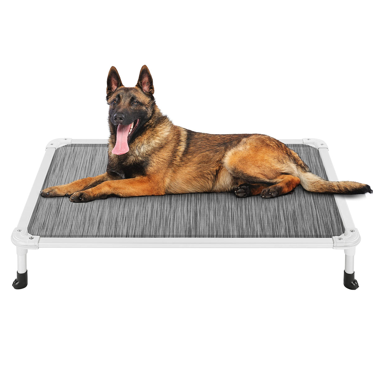 Veehoo Chew Proof Elevated Dog Bed - Cooling Raised Pet Cot - Silver Aluminum Frame And Durable Textilene Mesh Fabric, Unique De