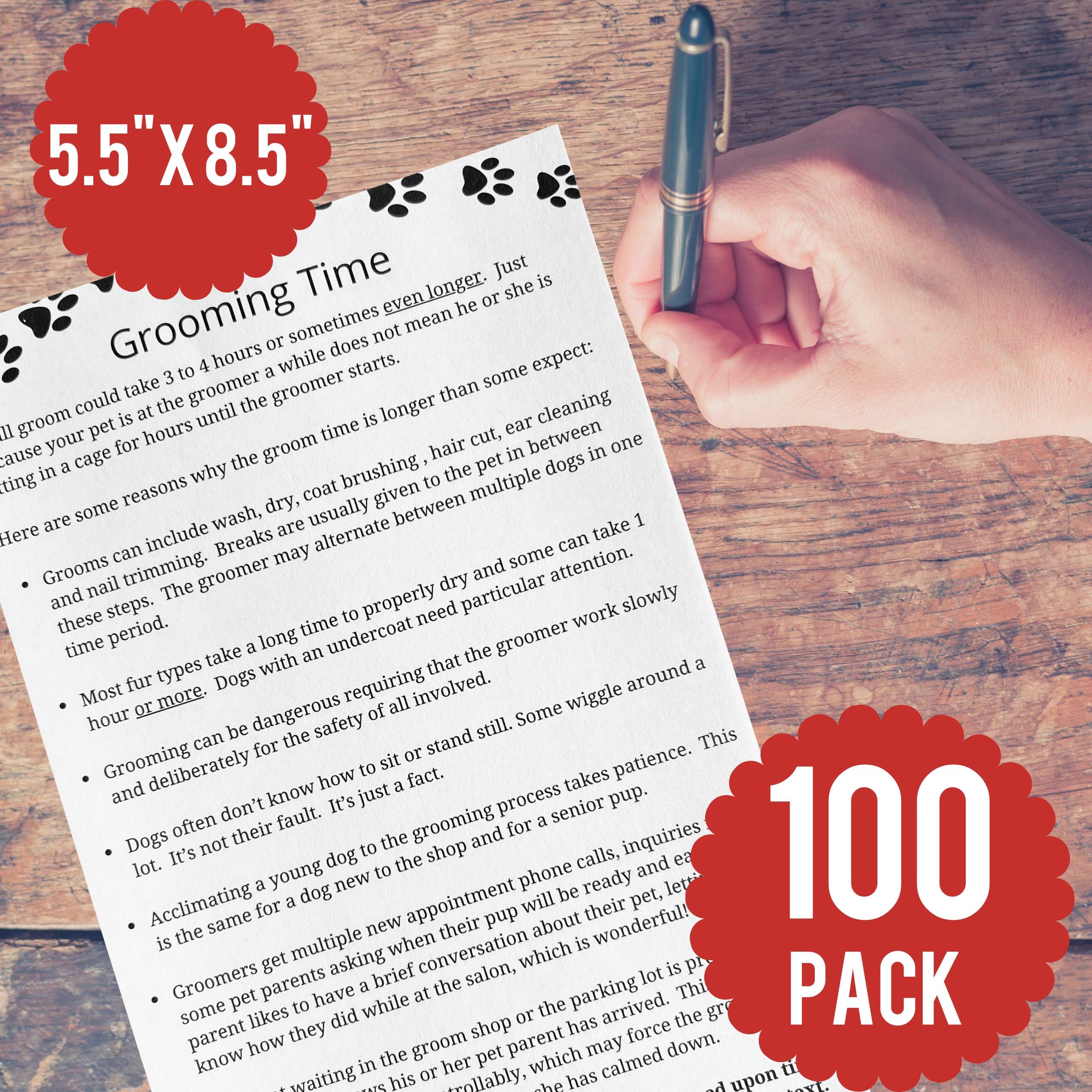 Grooming Time Pad (100 Sheets, 5.5' X 8.5') Describes Why A Dog Groom Takes 3 To 4 Hours Or More