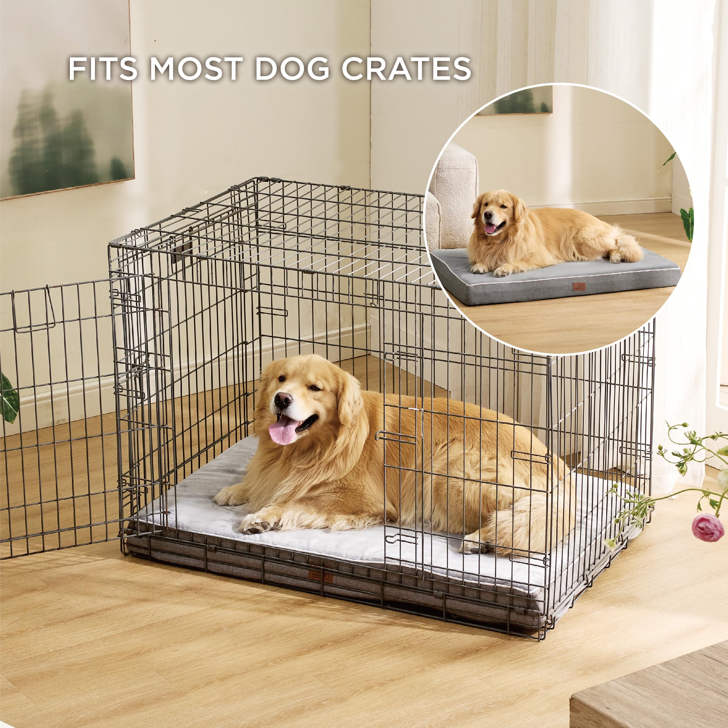 Bedsure Memory Foam Dog Crate Bed For Extra Large Dogs, Xl Orthopedic Waterproof Pet Beds With Removable Washable Water-Resistan