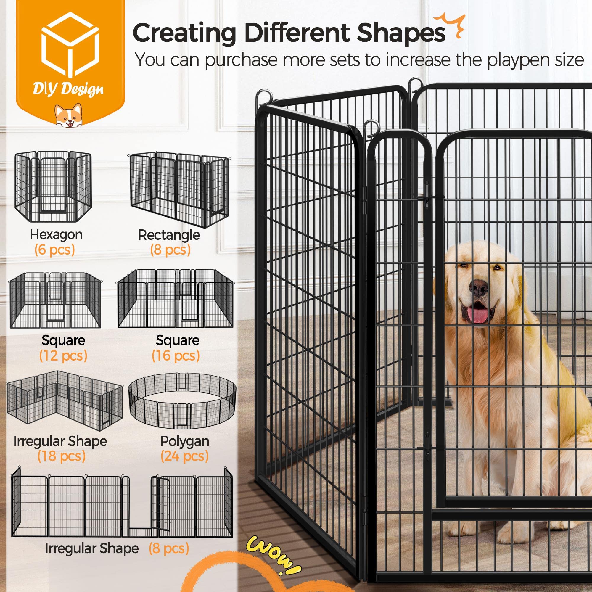 Yaheetech Dog Playpen Outdoor, 47 Inch 12 Panels Dog Pen Indoor Heavy Duty Puppy Exercise Pen Metal Pet Fence For Rv Camping/Yar