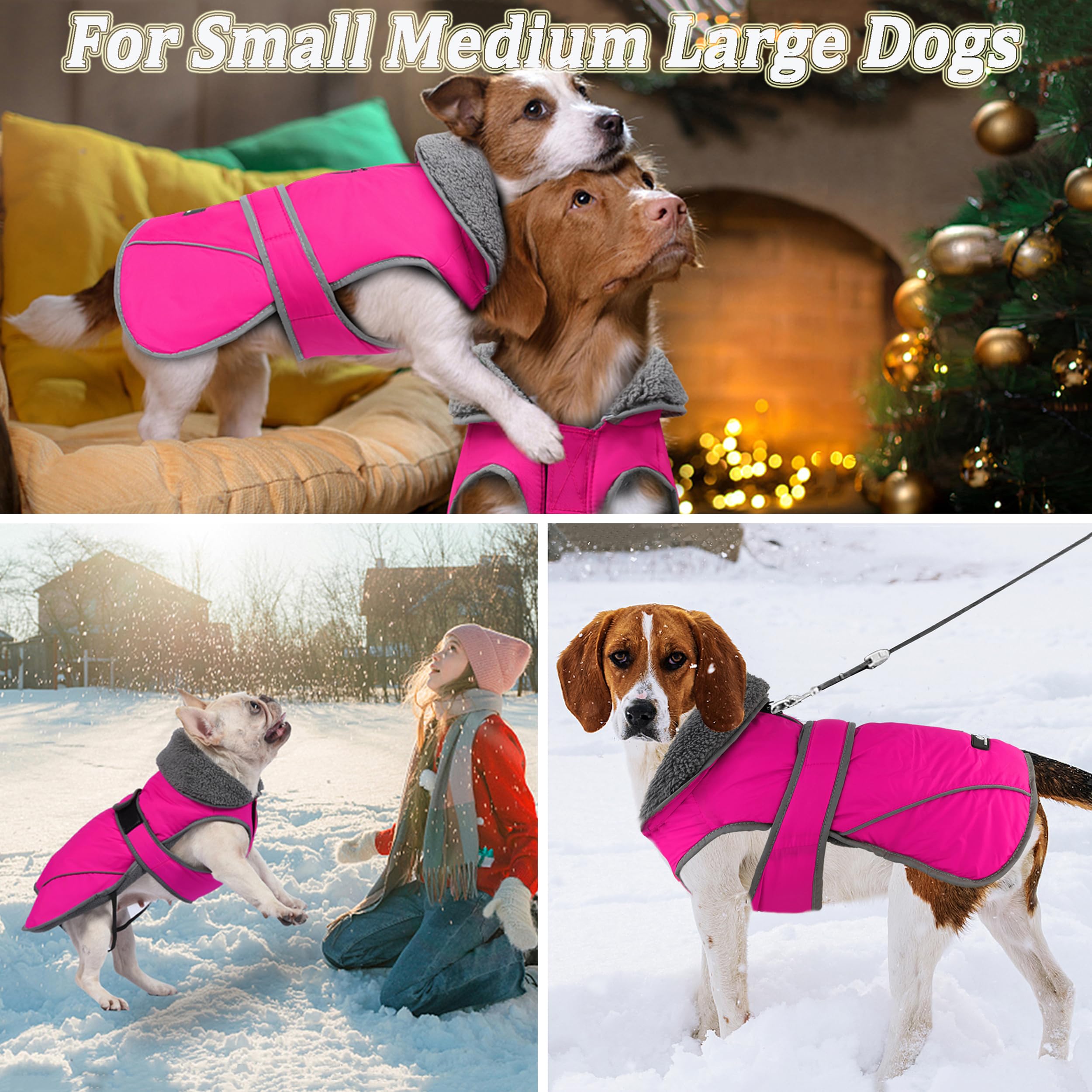 Dogcheer Dog Coat - Waterproof Winter Jacket For Cold Weather, Reflective Adjustable Puppy Snow Jacket Fleece Sweater For Small