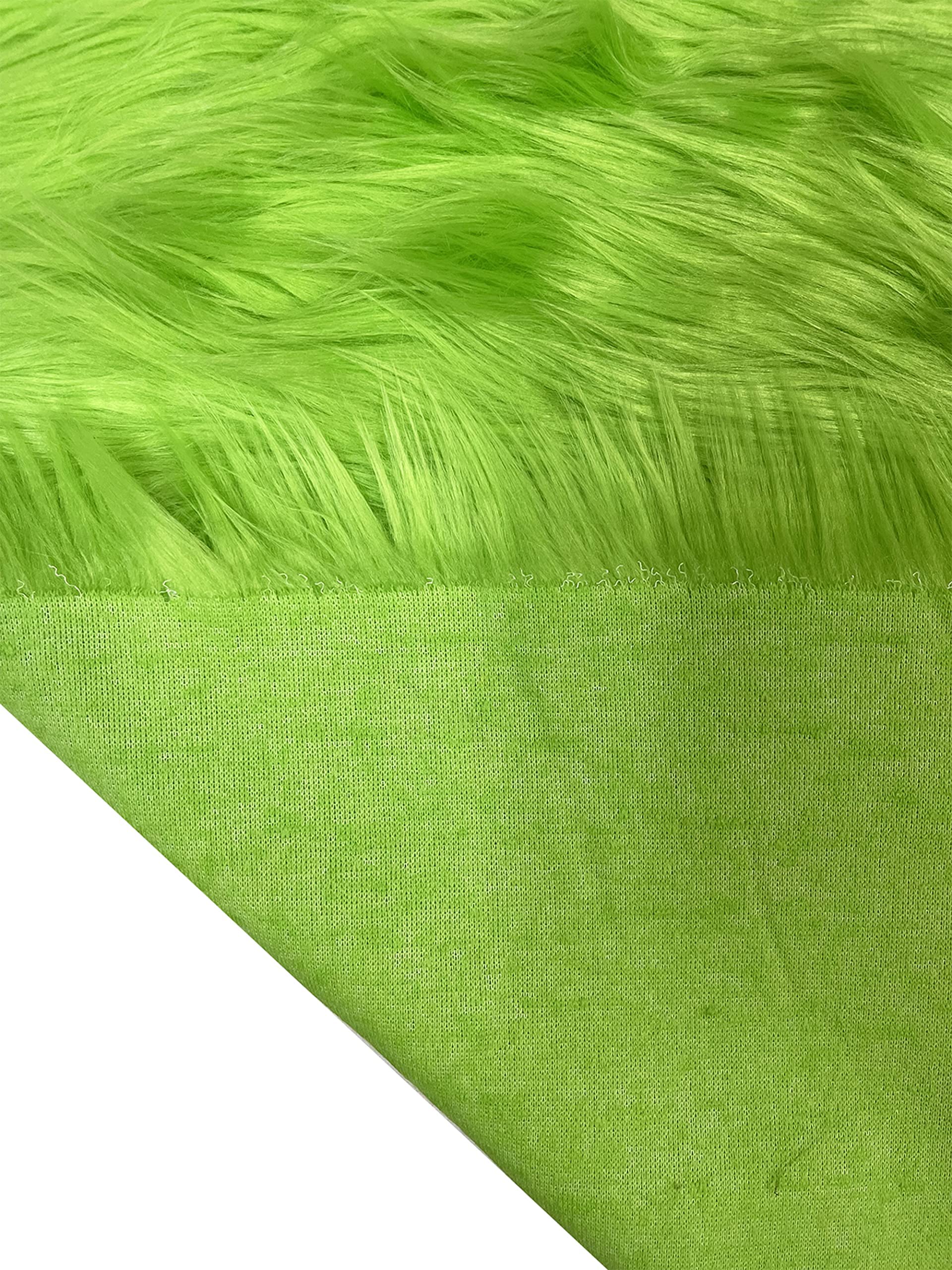 Eovea - Shaggy Faux Fur Fabric - One Yard - 60 X 18 Inches - Lime Green - Diy Craft Supply, Hobby, Costume, Decoration,Coat,Vest